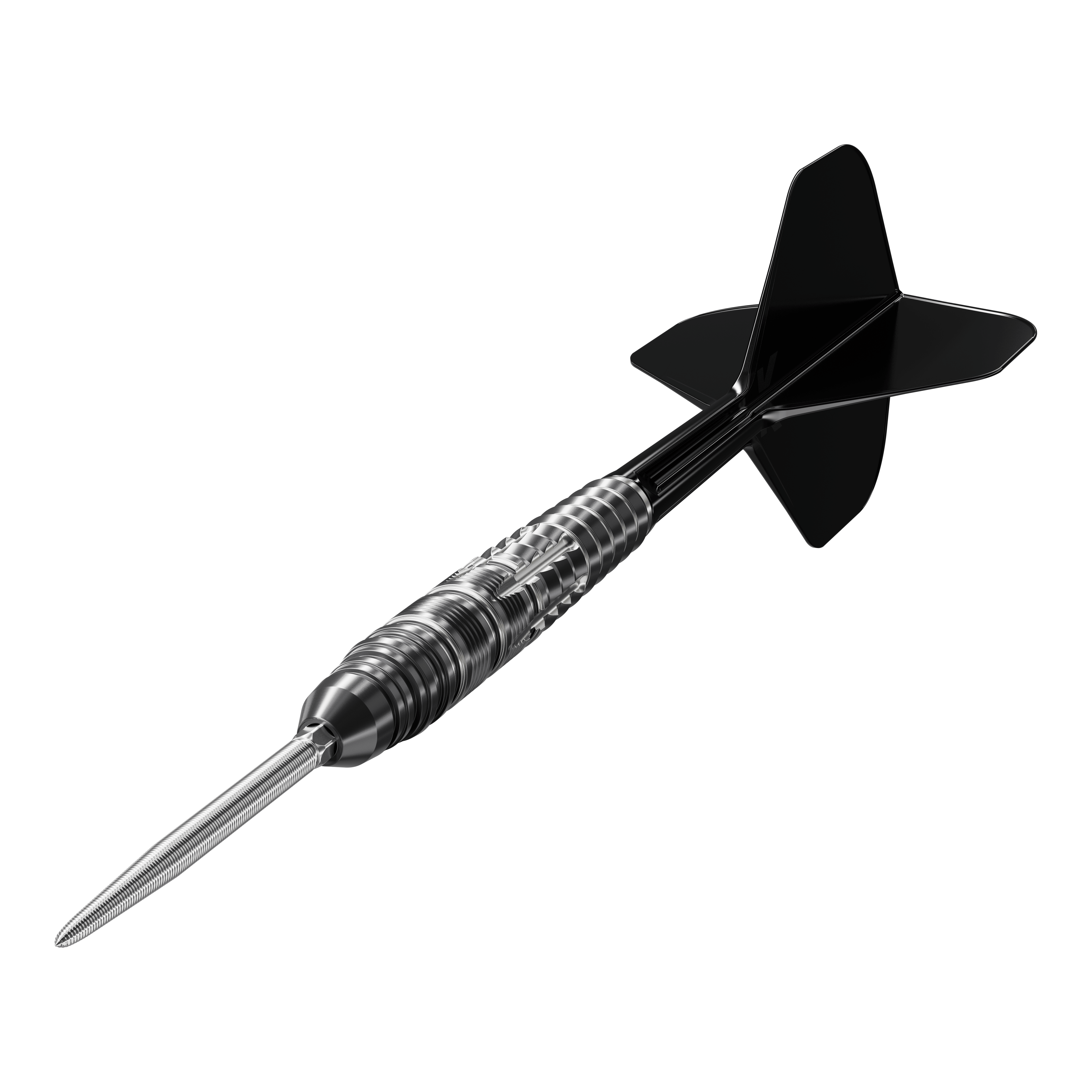 Dardi in acciaio Target Japan Black Marque Blaze Swiss Point - 23 g Zu sehen sind die Target Japan Black Marque Blaze Swiss Point Steeldarts - 23g aus einer anderen Perspektive. Die Darts haben eine schwarze, stilvolle Optik.