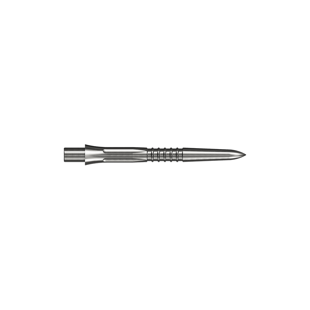 Punte per freccette Mission Caliburn EVO GV1 - argento Das Bild zeigt eine silberne Steeldartspitze mit 26mm Länge. Es handelt sich um Mission Caliburn EVO GV1 Steeldartspitzen.