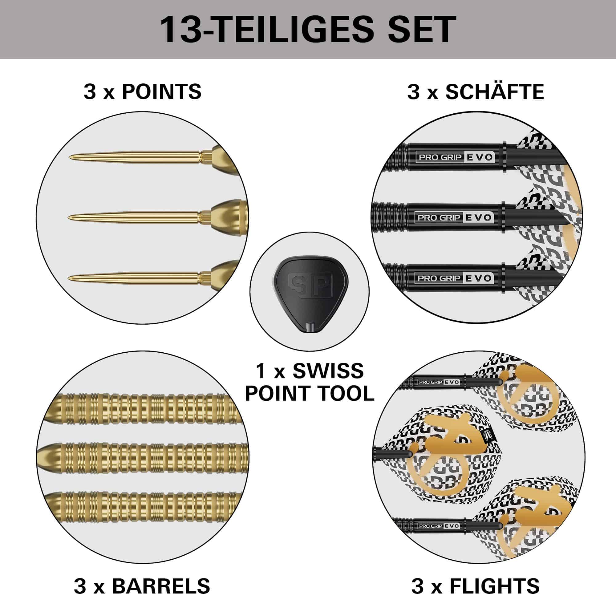 Freccette in acciaio Target Bolide Envy 04 Swiss Point Das Bild zeigt die Target Bolide Envy 04 Swiss Point Steeldarts. Diese Darts bieten Präzision und Qualität für das Dartspiel.