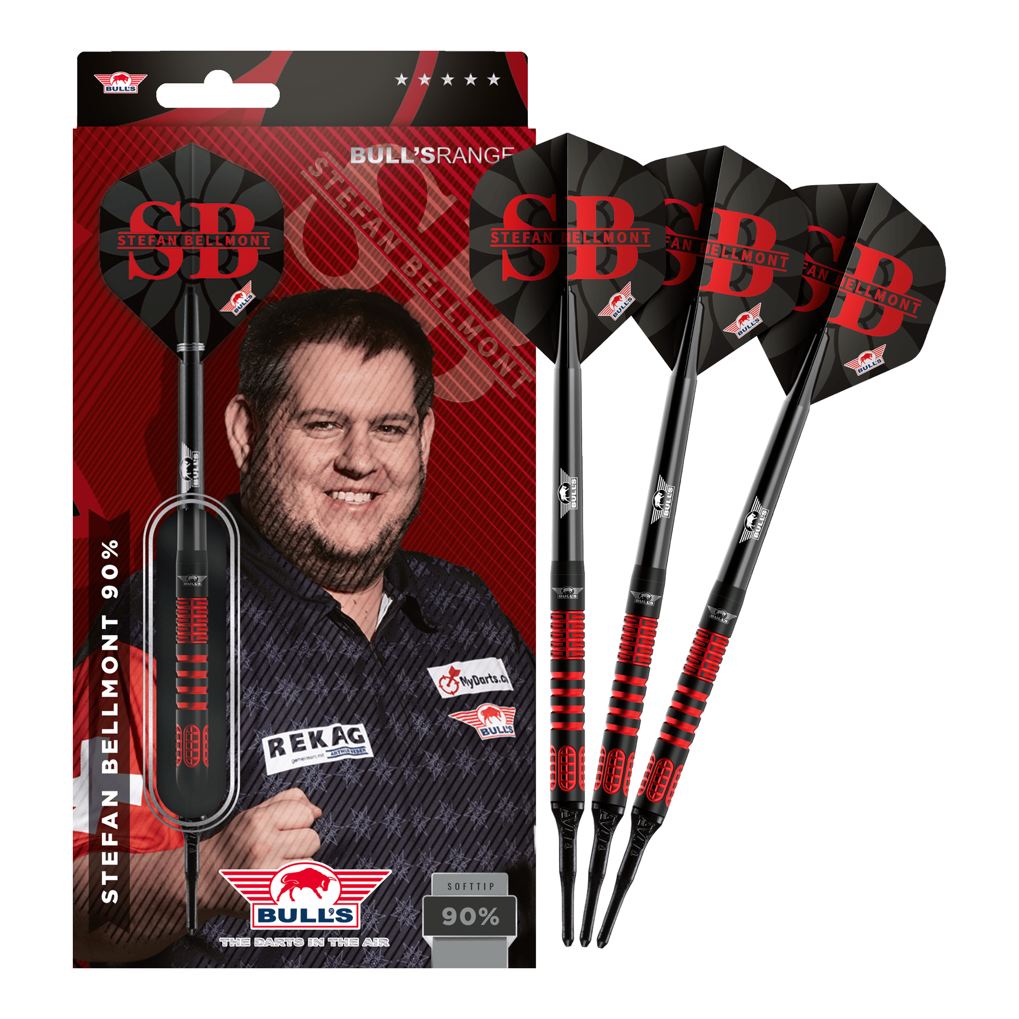 Bulls NL Stefan Bellmont 90 freccette morbide - 20 g Auf dem Bild sind die Bulls NL Stefan Bellmont 90 Softdarts - 20g komplett zu sehen. Diese Darts bieten Präzision und gute Spielbarkeit.