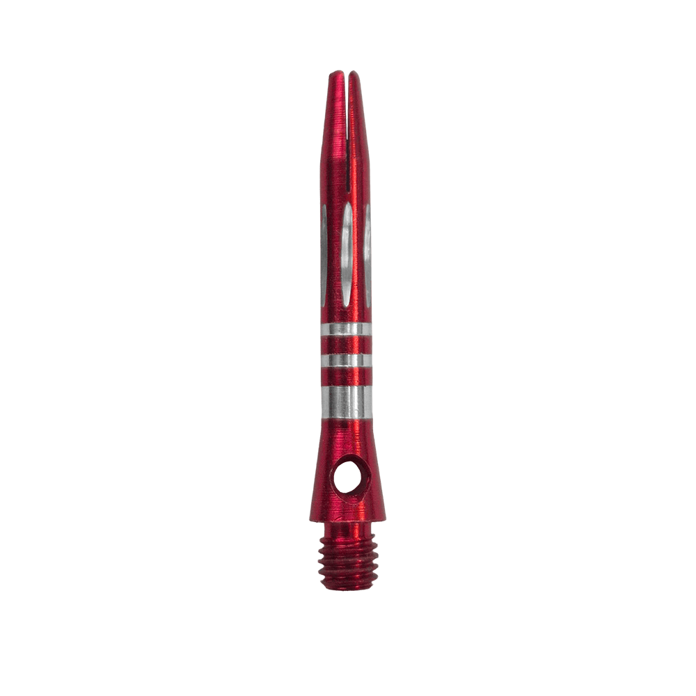 Aste in alluminio con taglio a diamante e anelli - Rosse - 35 mm Zu sehen ist der Ringed Diamond Cut Aluminium Shafts - Rot - 35 mm. Der Schaft ist aus rotem Aluminium gefertigt und besitzt eine strukturierte Oberfläche.