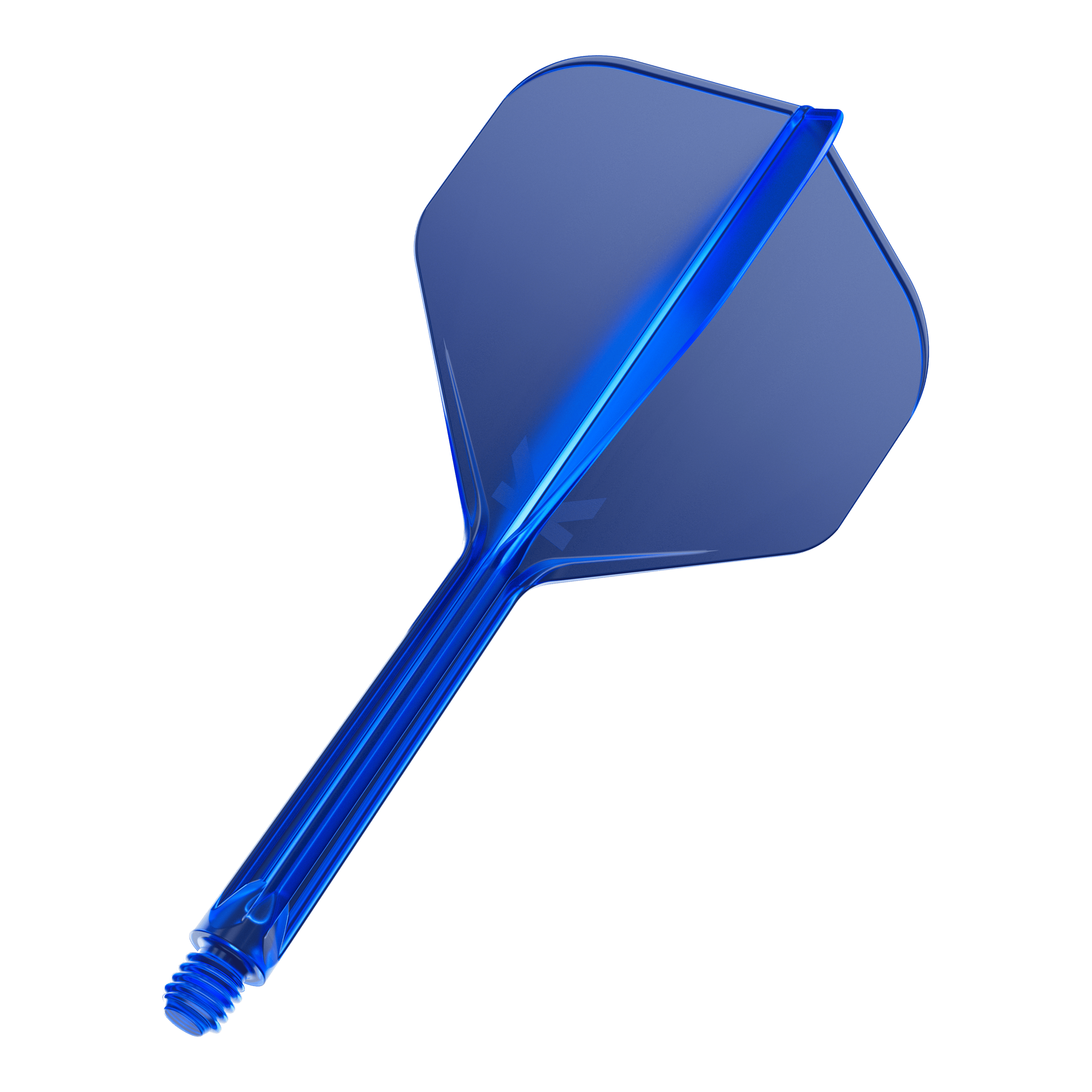 Target K-Flex No2 Standard Flight System - Blu Das Bild zeigt einen blauen Dart-Flight mit integriertem Schaft. Der Flight ist durchsichtig und besitzt eine Standardform.