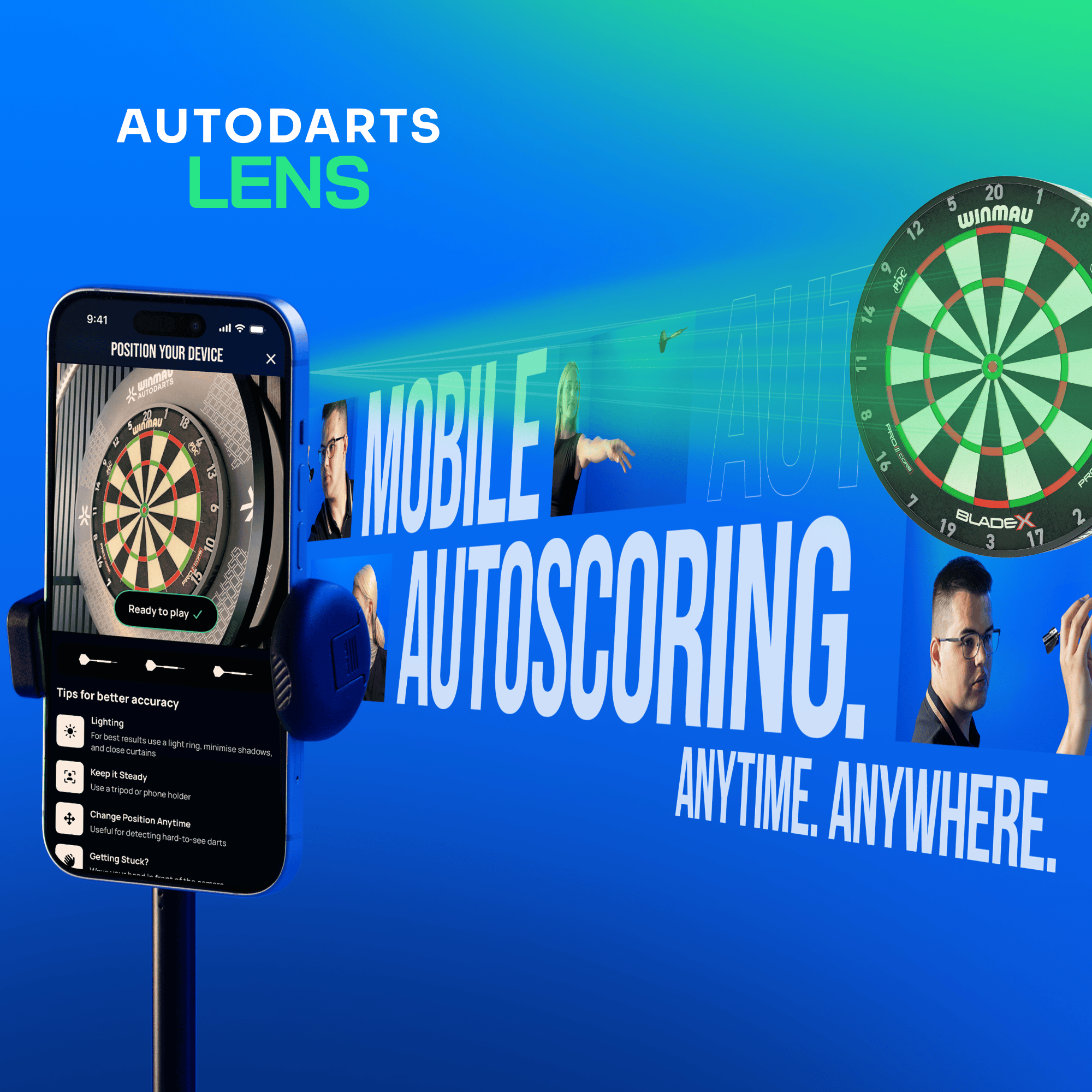 Pacchetto che include supporto per dispositivi Winmau e abbonamento di 12 mesi.