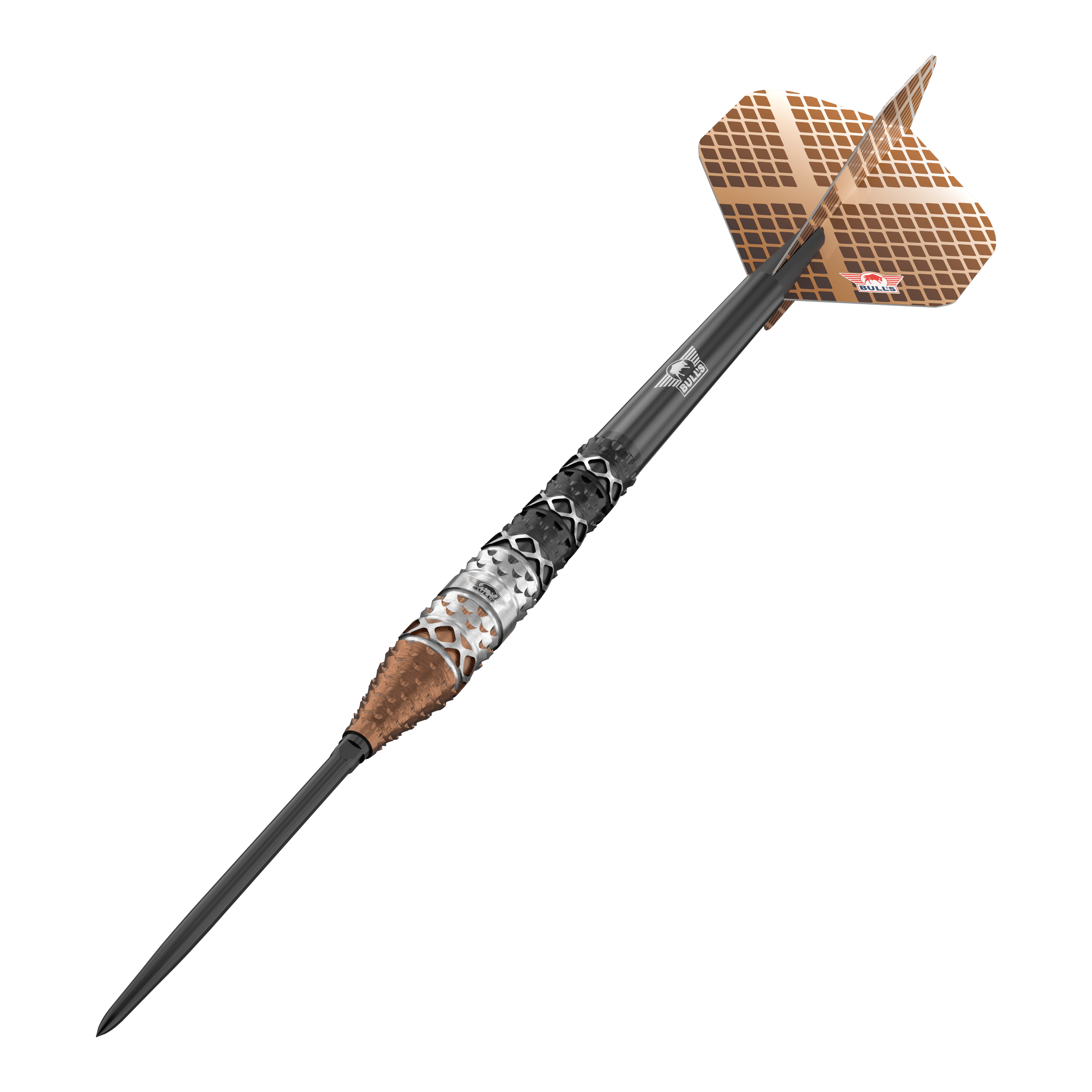 Abgebildet sind die Bulls NL Max Hopp 95% Convertible Points Steeldarts mit innovativem Spitzenwechsel-System. Das Produkt besticht durch Präzision und modernes Design.