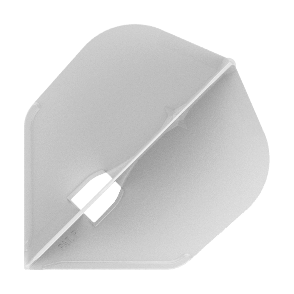 L-Style Flights Champagne - L3PRO Shape Dies ist ein weißes, transparentes Dart-Flügel (Flight) in klarer Ausführung. Es hat eine klassische, leicht eckige Form und besteht aus Kunststoff.