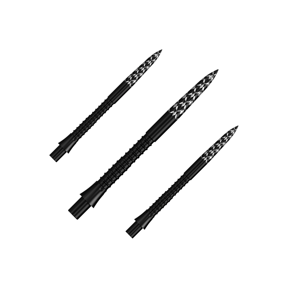 Punte per freccette Mission Caliburn EVO con logo GV - Nero Dieses Bild zeigt ein Set von Mission Caliburn EVO GV-Logo Steeldartspitzen in Schwarz, 32 mm. Die Dartspitzen sind für professionelle Dartspiele geeignet.