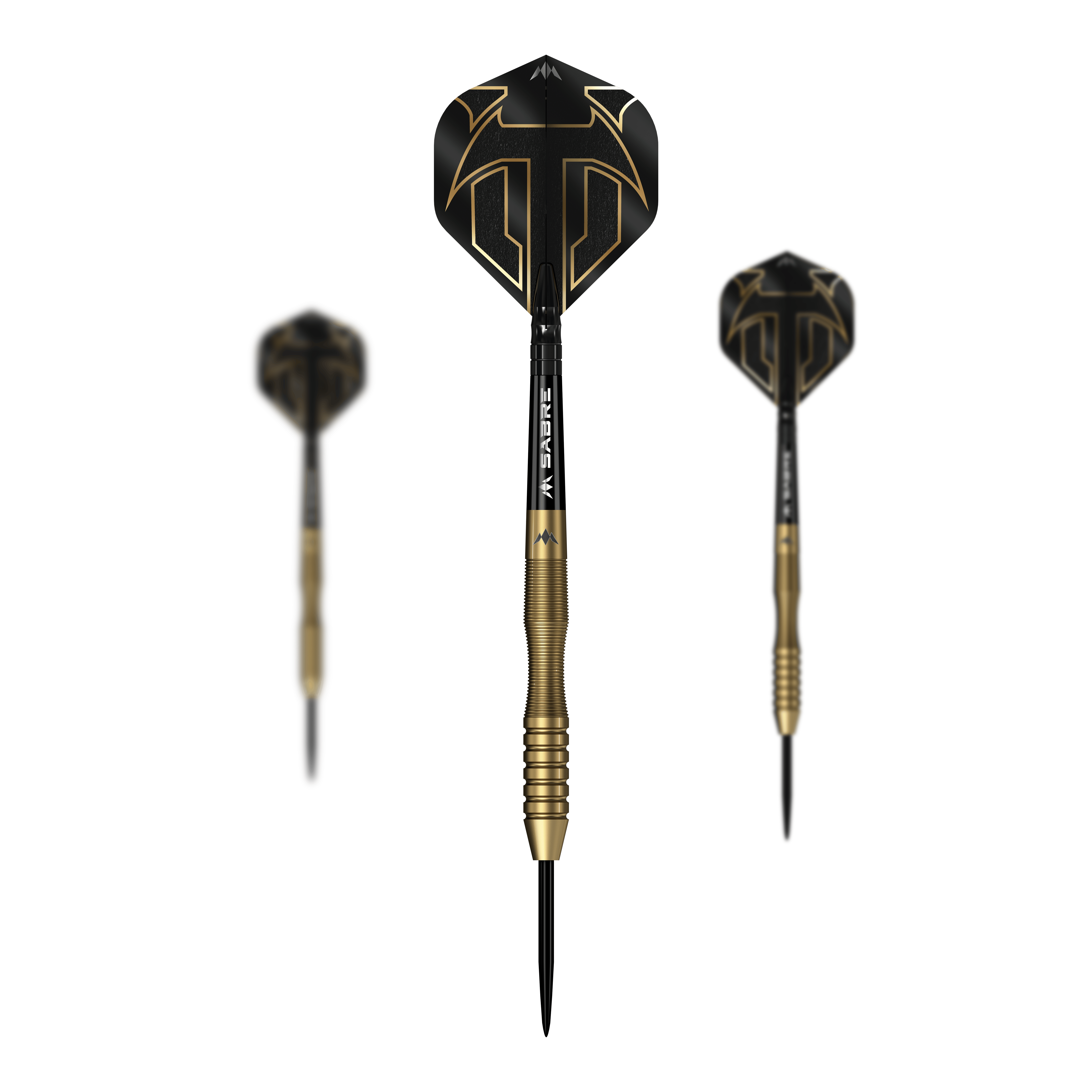 Freccette Mission Viktor Tingstrom Gold Steel - 22 g Mission Viktor Tingstrom Gold Steeldarts - 22g als Set dargestellt. Das Foto zeigt das komplette Set der Steeldarts.