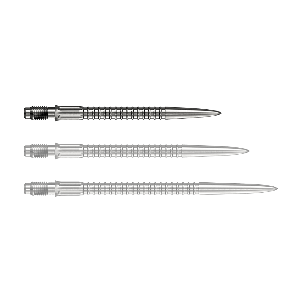 Punte per freccette Mission R2.5 Rapid Point GV1 - Argento Zu sehen sind Mission R25 Rapid Point GV1 Dartspitzen, silberfarben und 30mm lang. Die Spitzen sind für den Austausch an Darts geeignet.