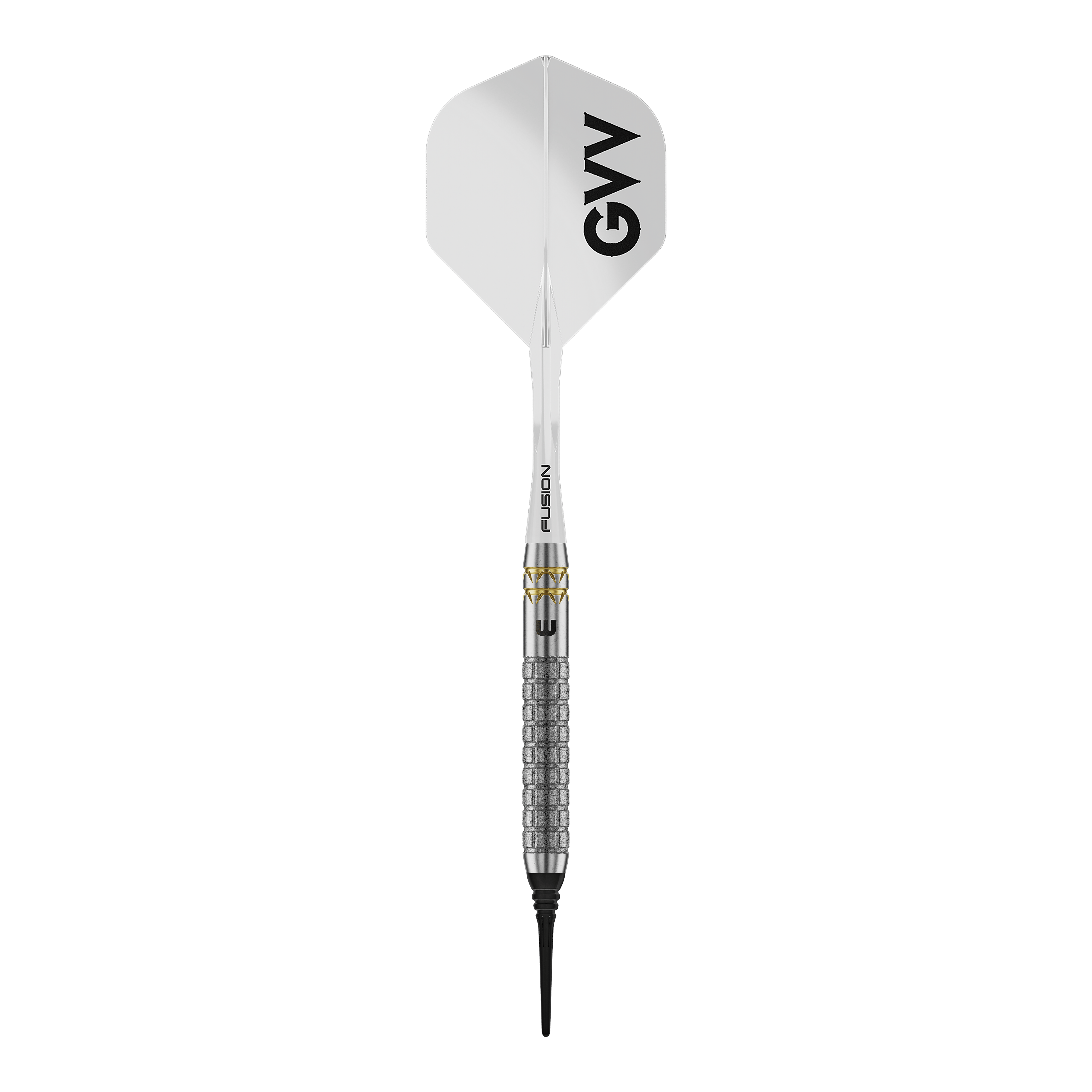 Das Bild zeigt Winmau Gian Van Veen W-MAX Softdarts mit 18 Gramm. Die Darts sind im Profil dargestellt.