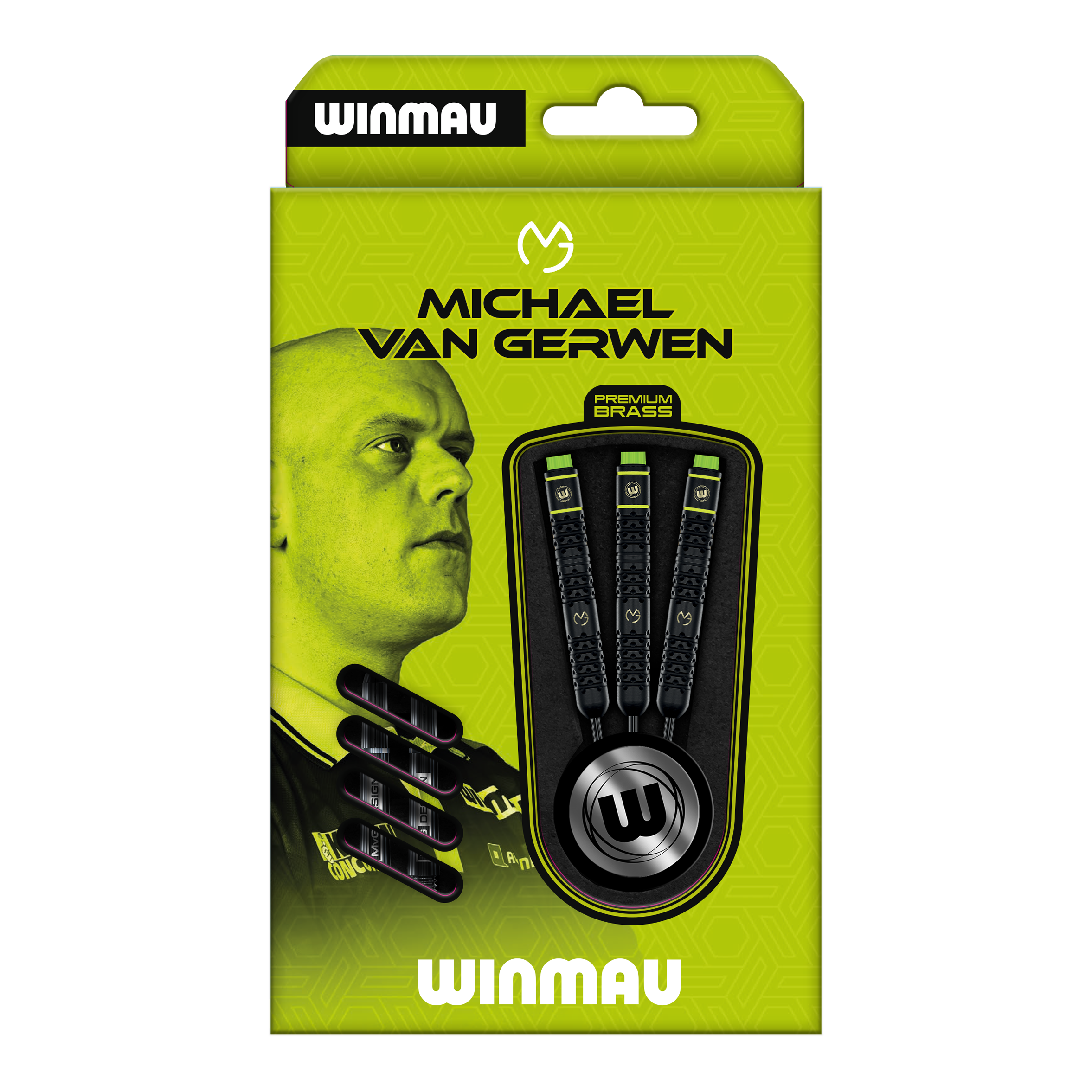 Winmau Michael Van Gerwen Dardi Steel in ottone - 21g Dieses Bild zeigt die Winmau Michael Van Gerwen Steeldarts mit 21 g Gewicht. Der Dartpfeil ist für Präzision und Kontrolle beim Spiel entworfen.