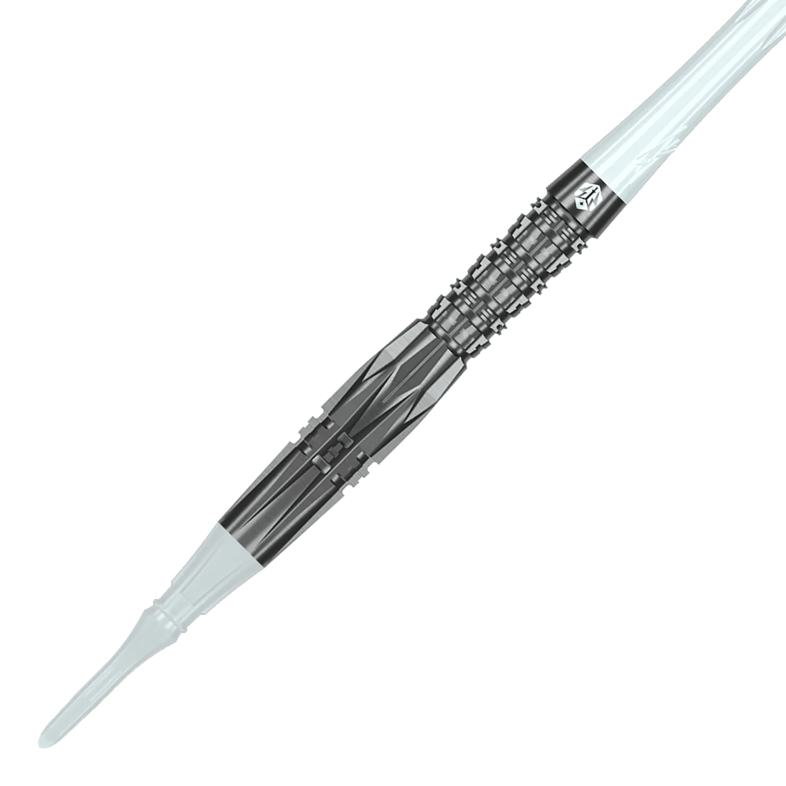 Freccette morbide Caliburn Prisma P1 - 19 g Das Bild zeigt die Caliburn Prisma P1 Softdarts mit einem Gewicht von 19g. Es ist ein modernes Dartprodukt für Freizeit und Turniere.