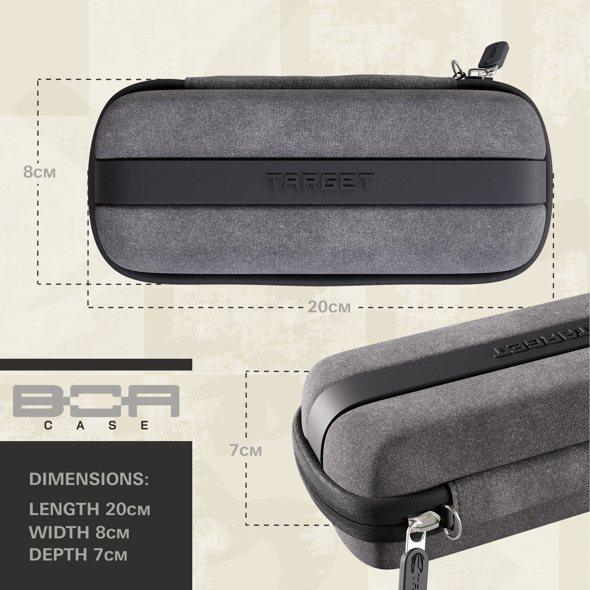 Custodia per freccette Target BOA Dieses Bild zeigt das Target BOA Dartcase Grau Hellgrau aus der Seitenansicht. Das Dartcase ist für sicheren Transport von Darts ausgelegt.