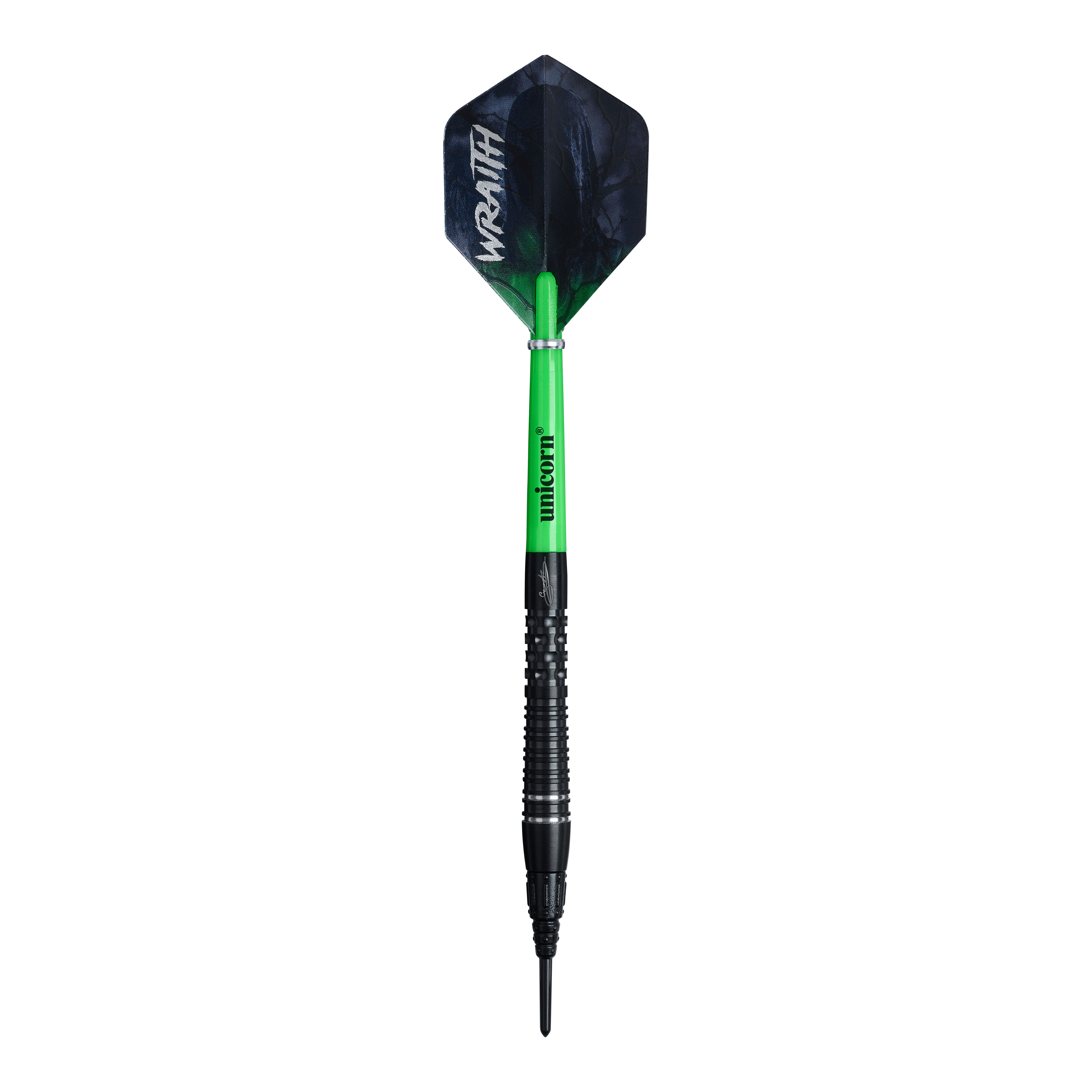 Unicorn Wraith Gary Anderson Phase 6 Freccette morbide - 20 g Unicorn Wraith Gary Anderson Phase 6 Softdarts mit einem Gewicht von 20g ist zu sehen. Der Softdart wird von der Seite gezeigt.