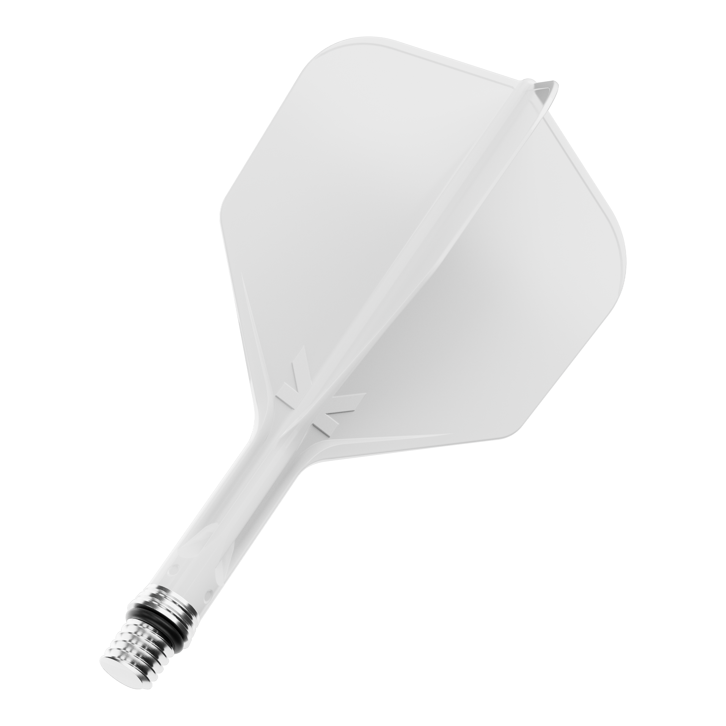 Target K-Shift No6 Flights - Bianco Auf dem Bild ist ein Set Flights mit dem Namen 410540_Target_KShift_No6_Flights_Wei_19mm_1 zu sehen. Die Flights sind weiß und einzeln dargestellt.