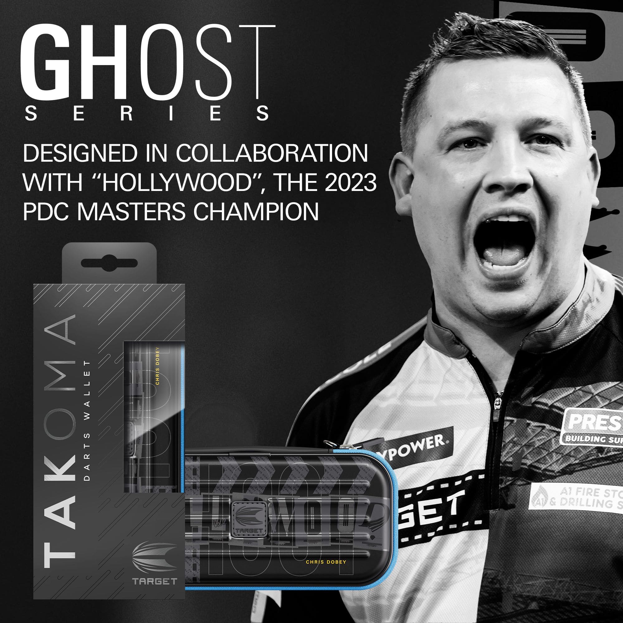 Custodia per freccette Chris Dobey della serie Ghost di Takoma Zu sehen ist das Dartcase der Takoma Ghost Series Chris Dobey. Das Produkt wurde für Darts-Fans gestaltet und ist hochwertig verarbeitet.