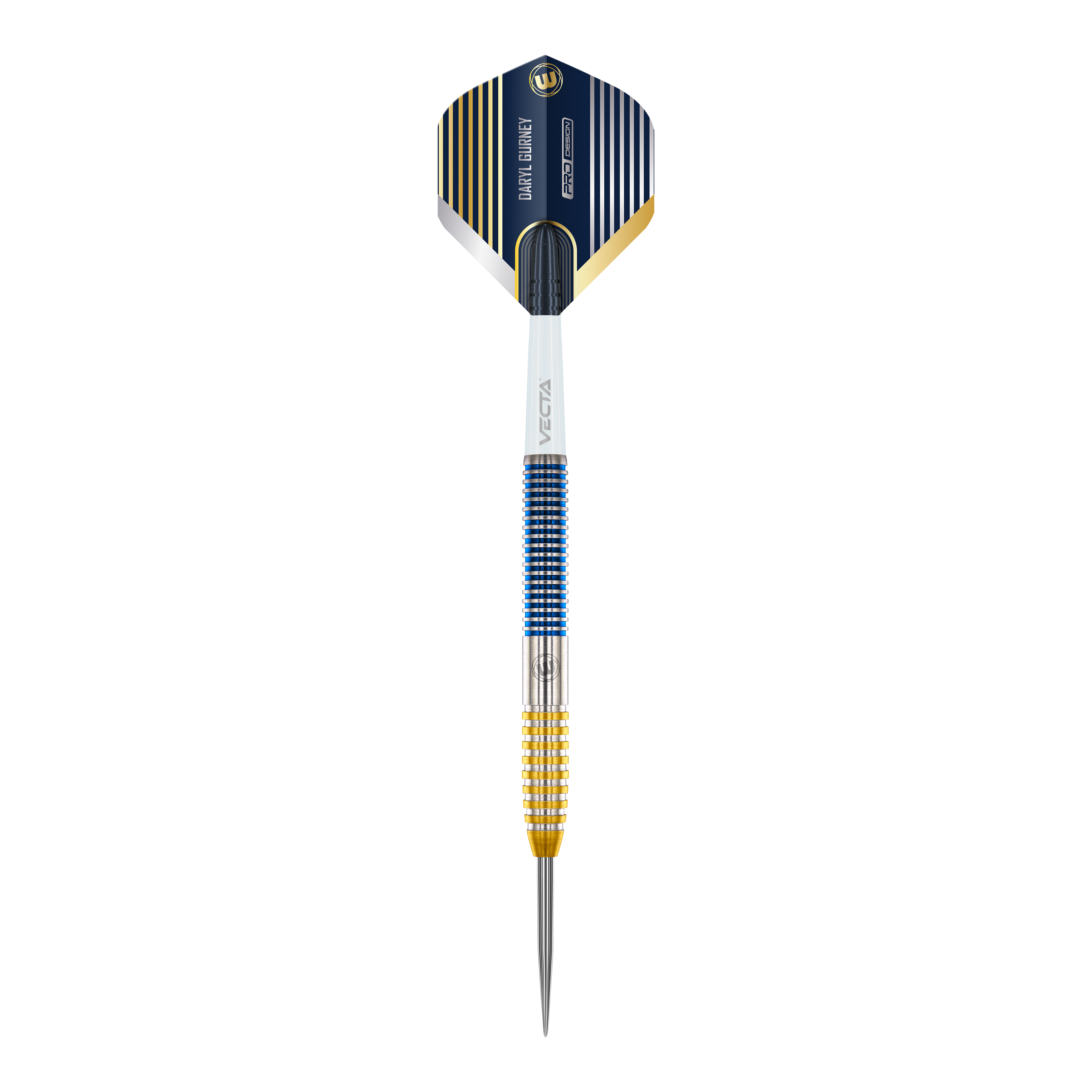 Freccette in acciaio Winmau Daryl Gurney SC 1.0 Series - 23 g Dies ist ein Winmau Daryl Gurney SC 1.0 Series Steeldart mit einem Gewicht von 23g. Der Dart hat ein auffälliges Design mit blauen, goldenen und silbernen Akzenten.