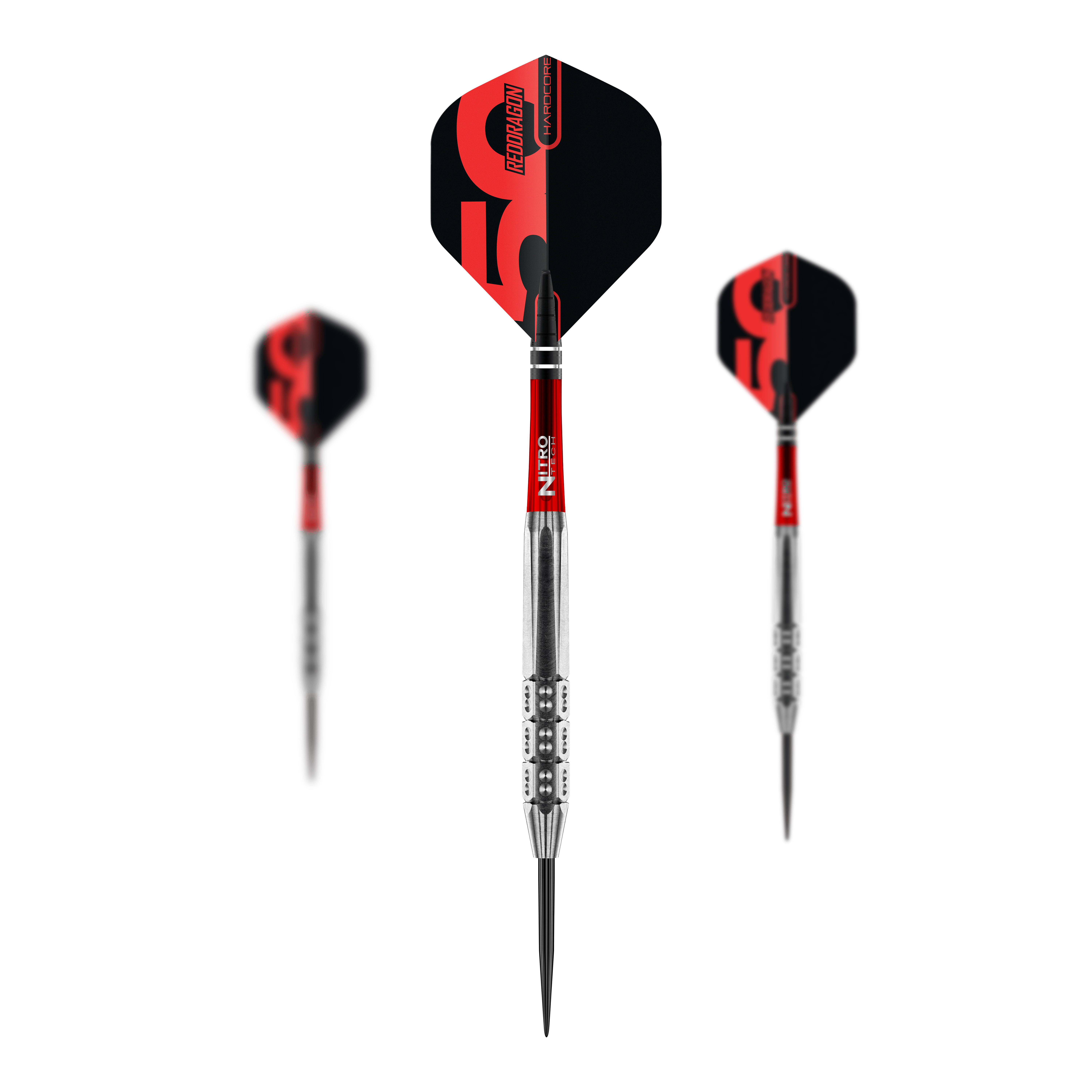 Red Dragon 50 Year Collection Hexose Set 3 Steeldarts - 25 g Das Bild illustriert ein Set der Red Dragon 50 Year Collection Hexoset 3 Steeldarts mit 25g Gewicht. Diese Steeldarts sind Teil einer limitierten Sammleredition.