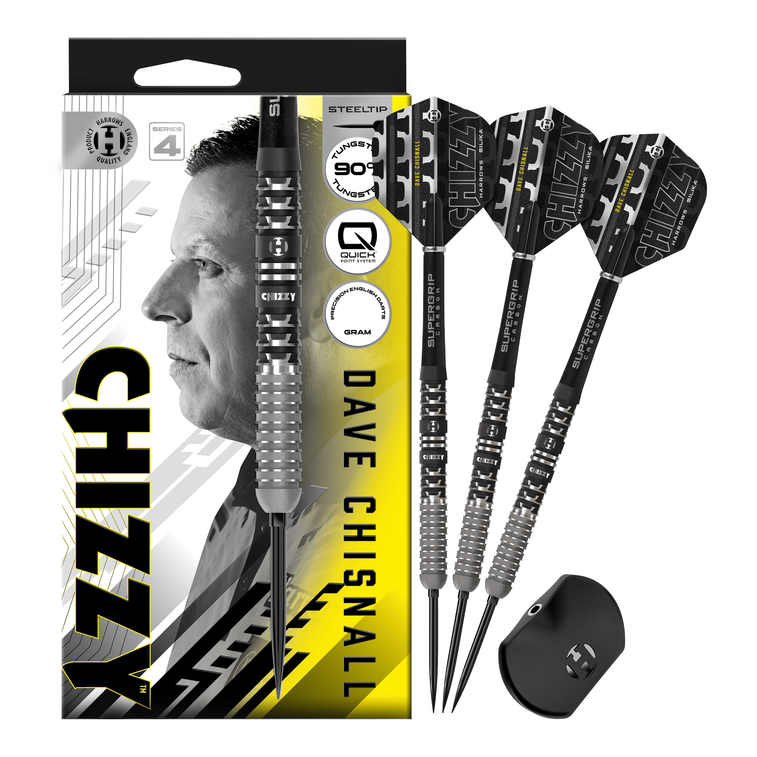 Freccette in acciaio Quick Point Harrows Dave Chisnall Chizzy Series 4 Abgebildet sind die Harrows Dave Chisnall Chizzy Series 4 Quick Point Steeldarts in der Vollansicht. Diese Steeldarts bieten hohe Qualität und ein ansprechendes Design.
