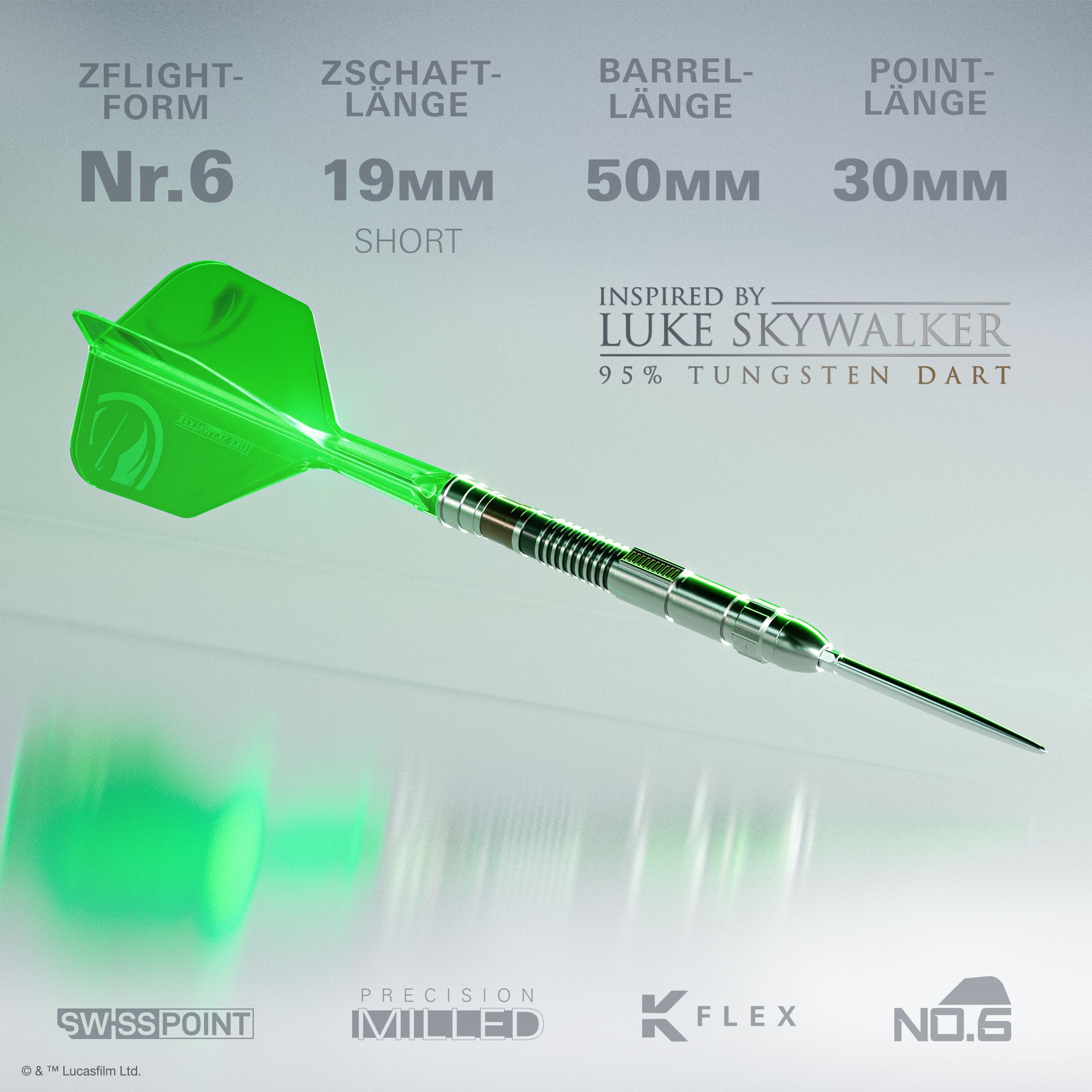 Target Star Wars Luke Skywalker Jedi Knight Lightsaber Limited First Edition Darts - 24 g Abgebildet sind die Target Star Wars Luke Skywalker The Jedi Knight Light Saber Limited Edition Steeldarts - 24g. Diese Steeldarts sind vom berühmten Jedi-Lichtschwert inspiriert.