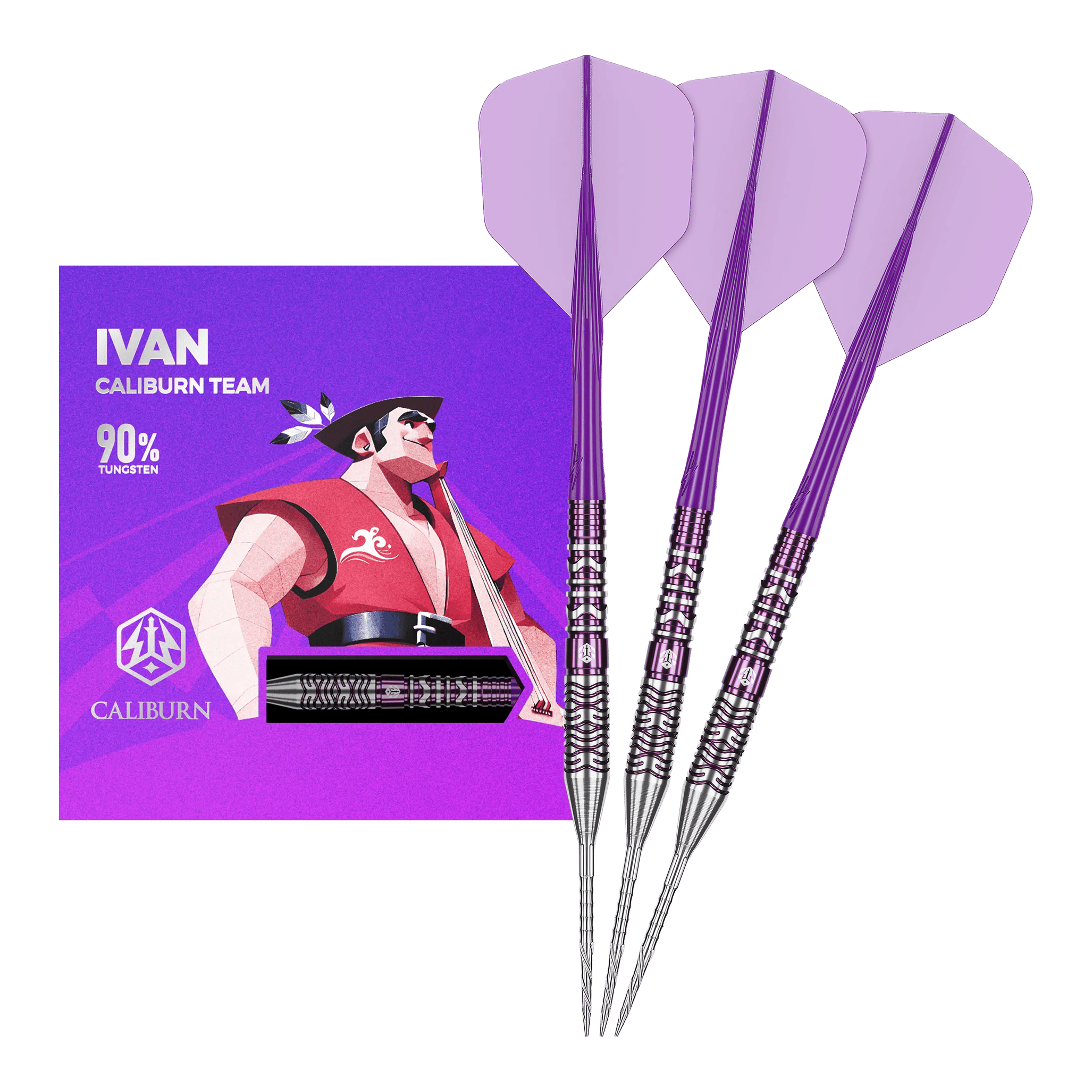 Caliburn Risveglio Ivan dardi d'acciaio Abgebildet ist das komplette Set der Caliburn Awakening Ivan Steeldarts. Diese Steeldarts eignen sich ideal für anspruchsvolle Dartspieler.