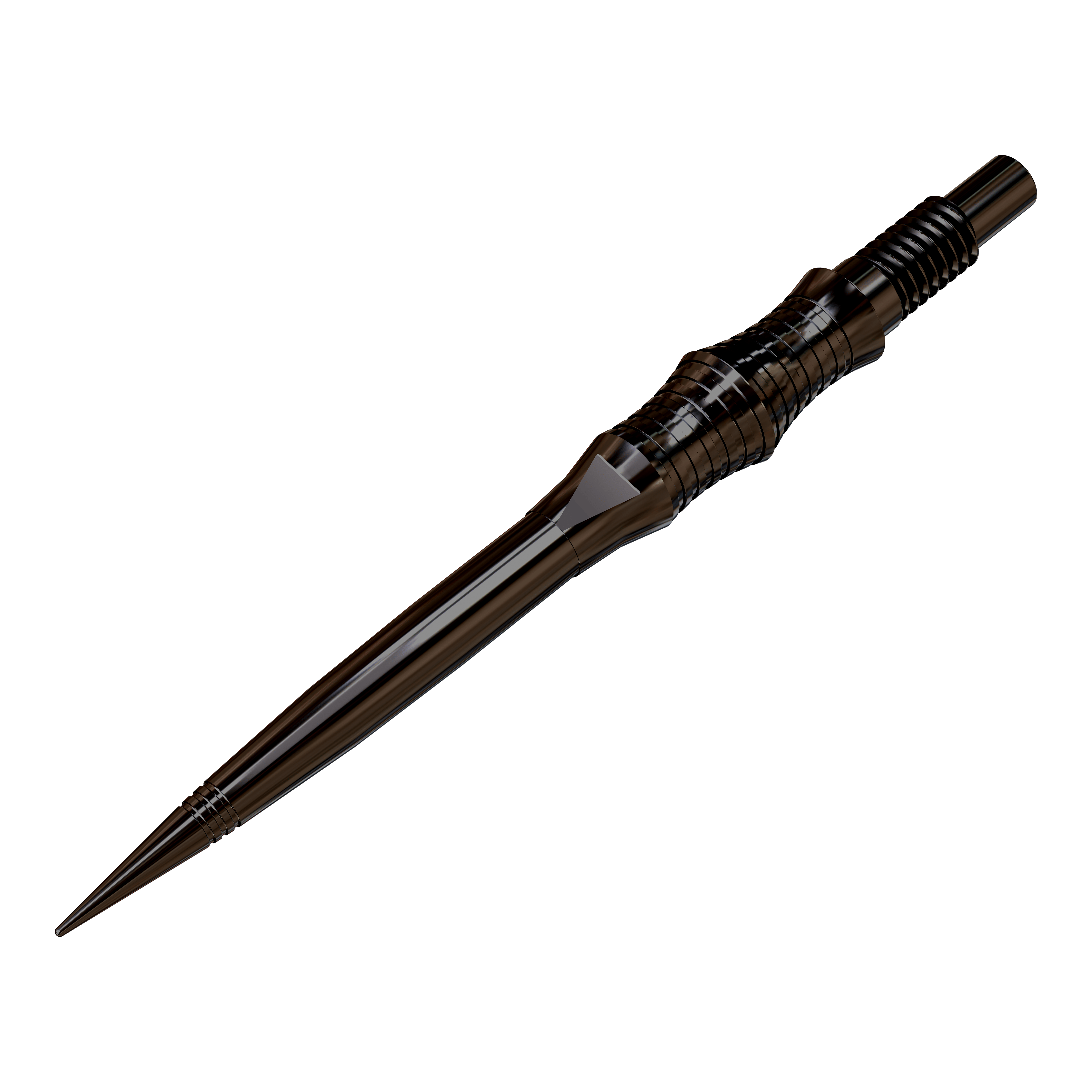 Harrows Quick Point Apex Spire Elite Series Dartspitzen - Schwarz Abgebildet sind schwarze Dartspitzen der Apex Spire Elite Series. Die Spitzen liegen nebeneinander und werden frontal gezeigt.