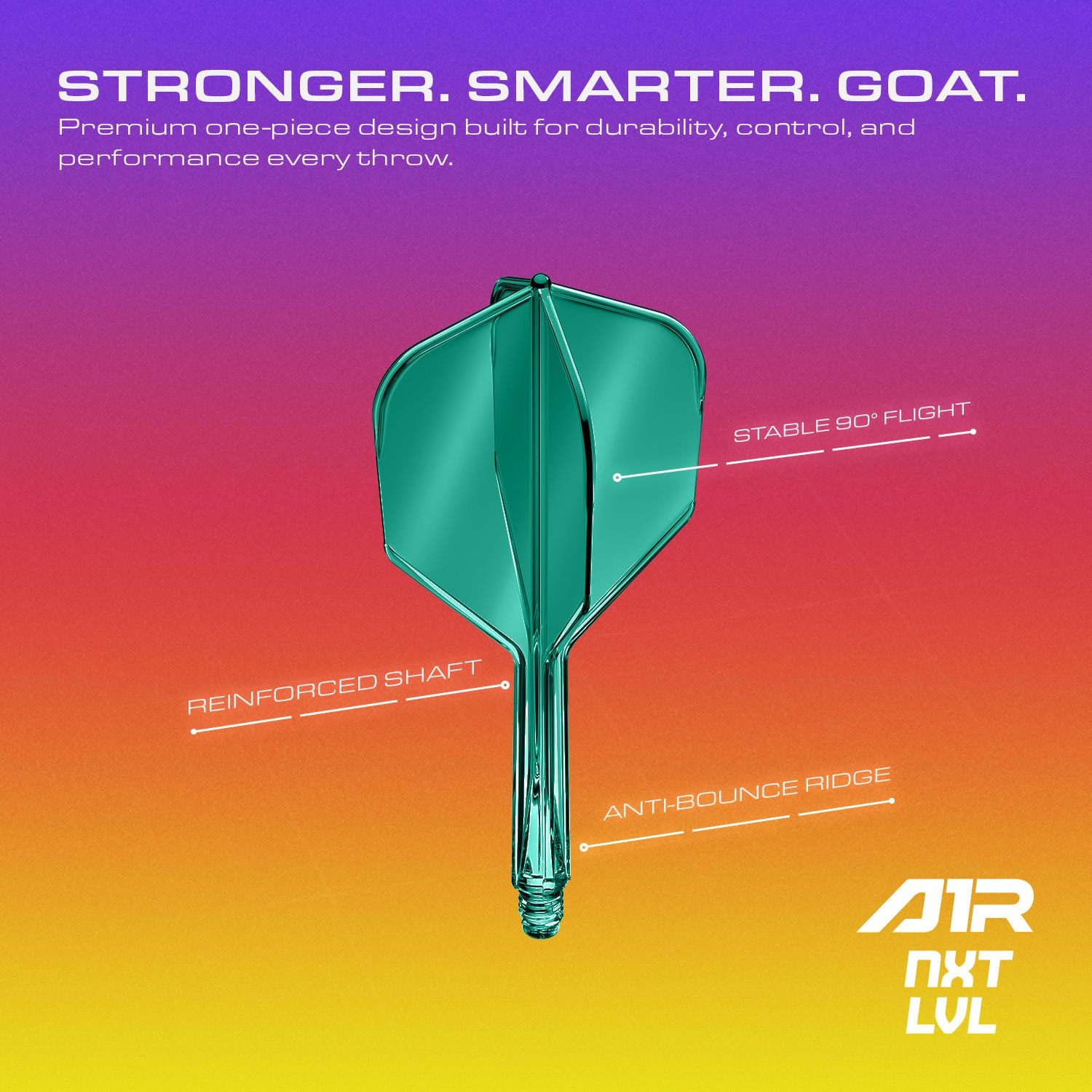 Sistema di alberi di volo GOAT A1R No6 - Verde Das Bild zeigt das GOAT A1R No6 Flight-Shaft-System in Grün. Es handelt sich um ein Dartzubehör für professionelle oder Hobbyspieler.