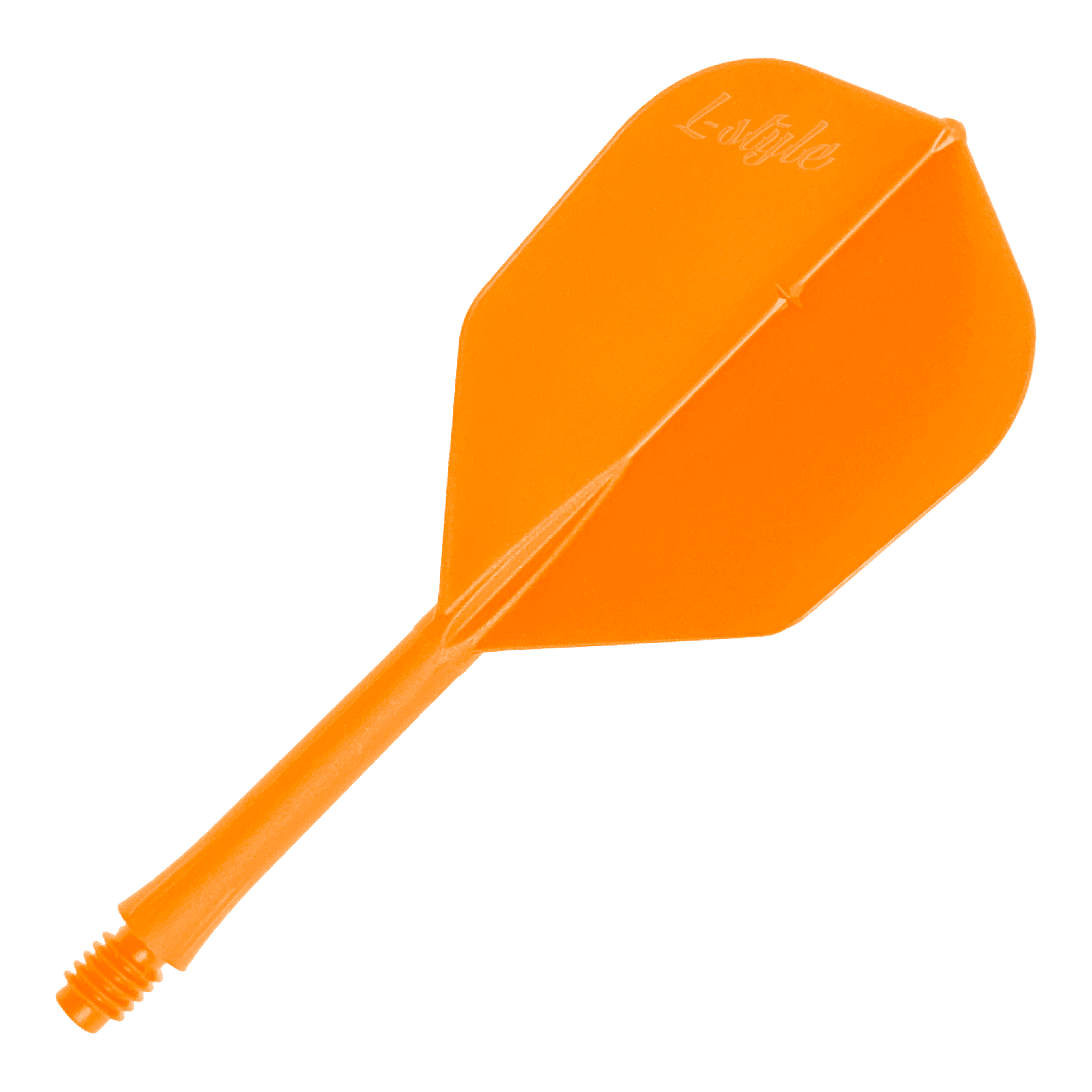 BarFlights stile L 2BA L3 - 260 Ein Einzelstück eines BarFlight Dartflugs in Neonorange ist abgebildet. Das Produkt ist für Dartpfeile geeignet.