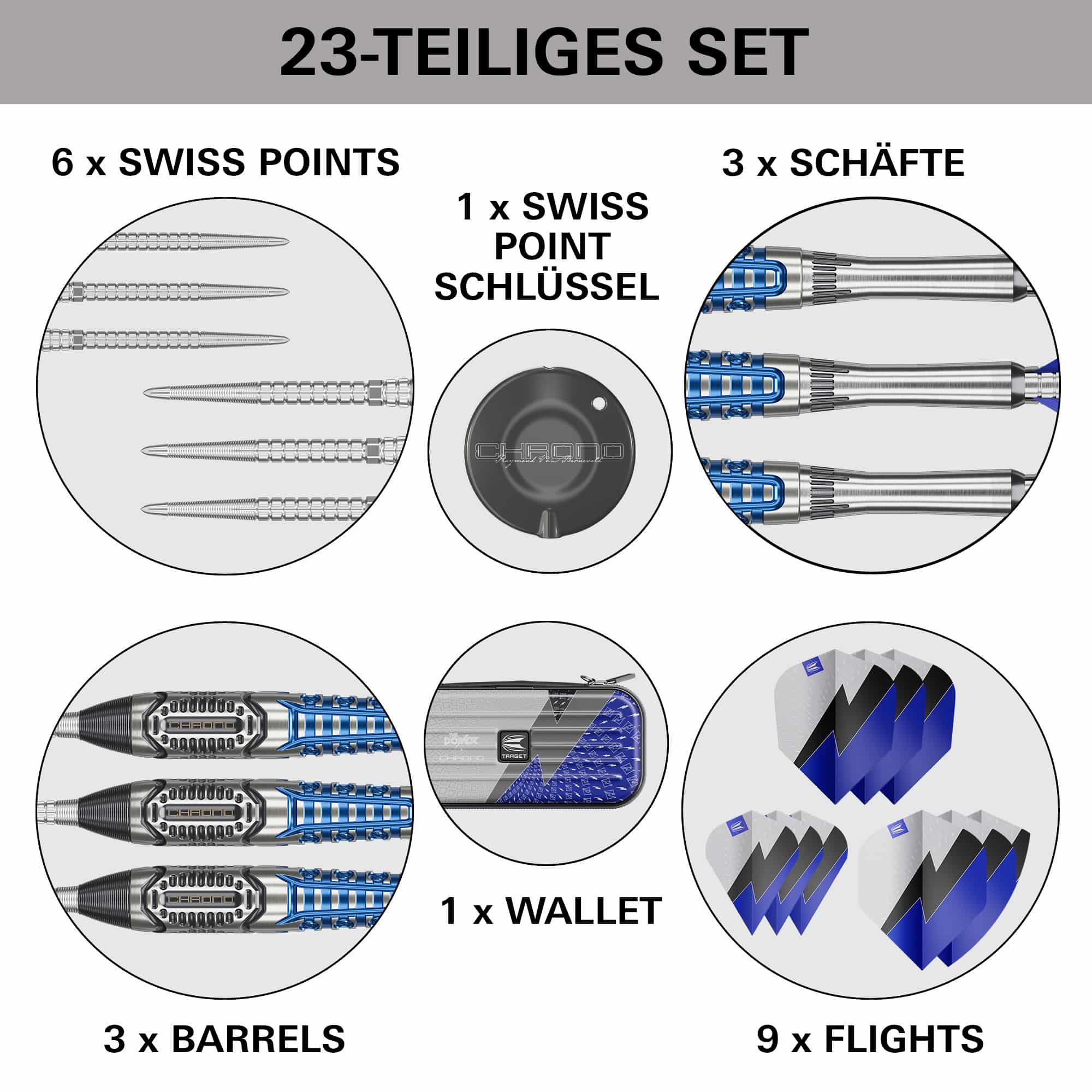 Freccette in acciaio Target Phil Taylor Power X Chrono Swiss Points Freccette in acciaio Target Phil Taylor Power X Chrono Swiss Points