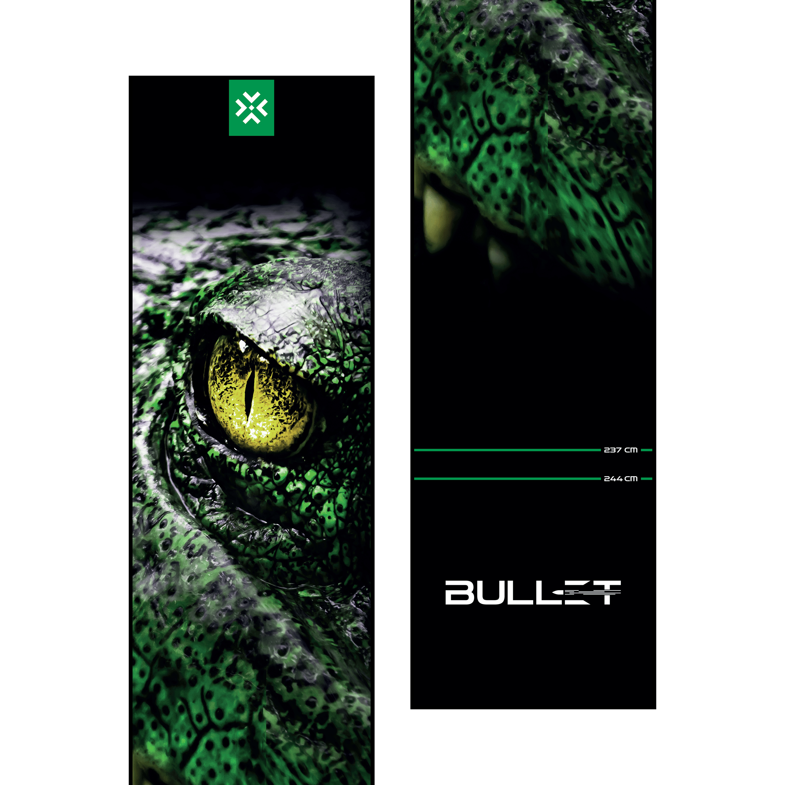 Dieses Bild zeigt erneut die Bullet Gator Dartmatte. Sie ist für den Gebrauch beim Dartspiel gedacht und bietet Stabilität.