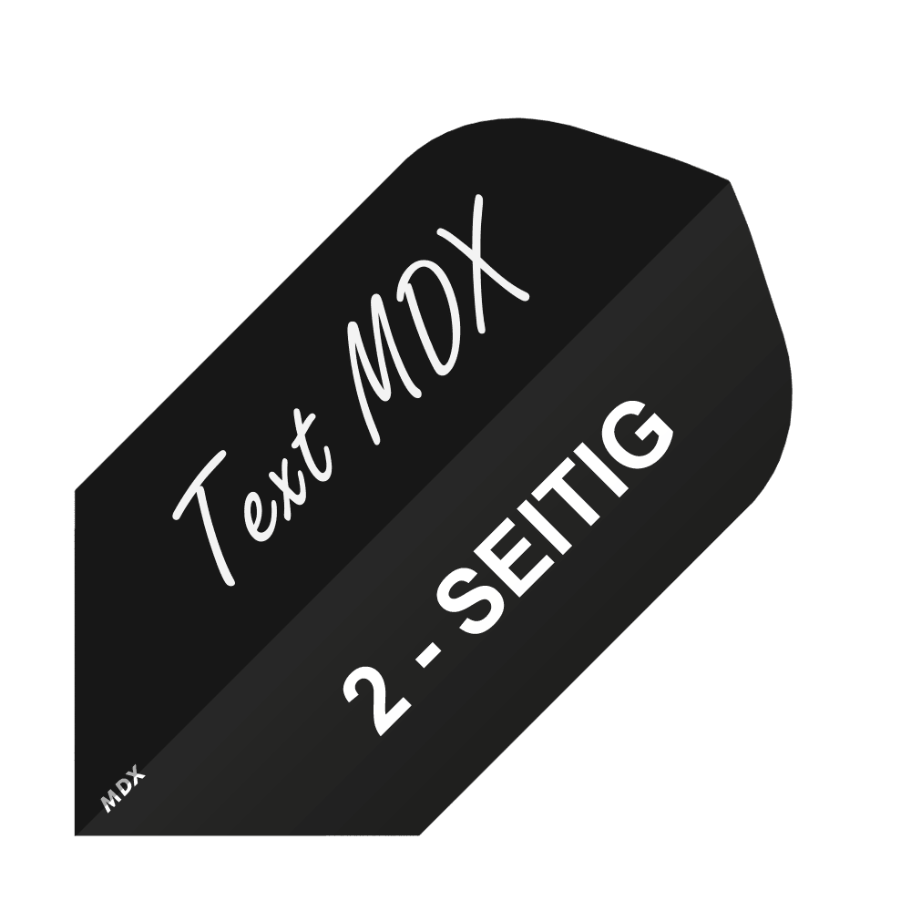 MD-450_2-Seitig_Bedruckte_Flights_Wunschtext_MDX_Schwarz_Slim_1 Das Bild zeigt ein schwarzes Quadrat mit weißem Text. Darauf steht „Text MDX“ und „2-SEITIG“.