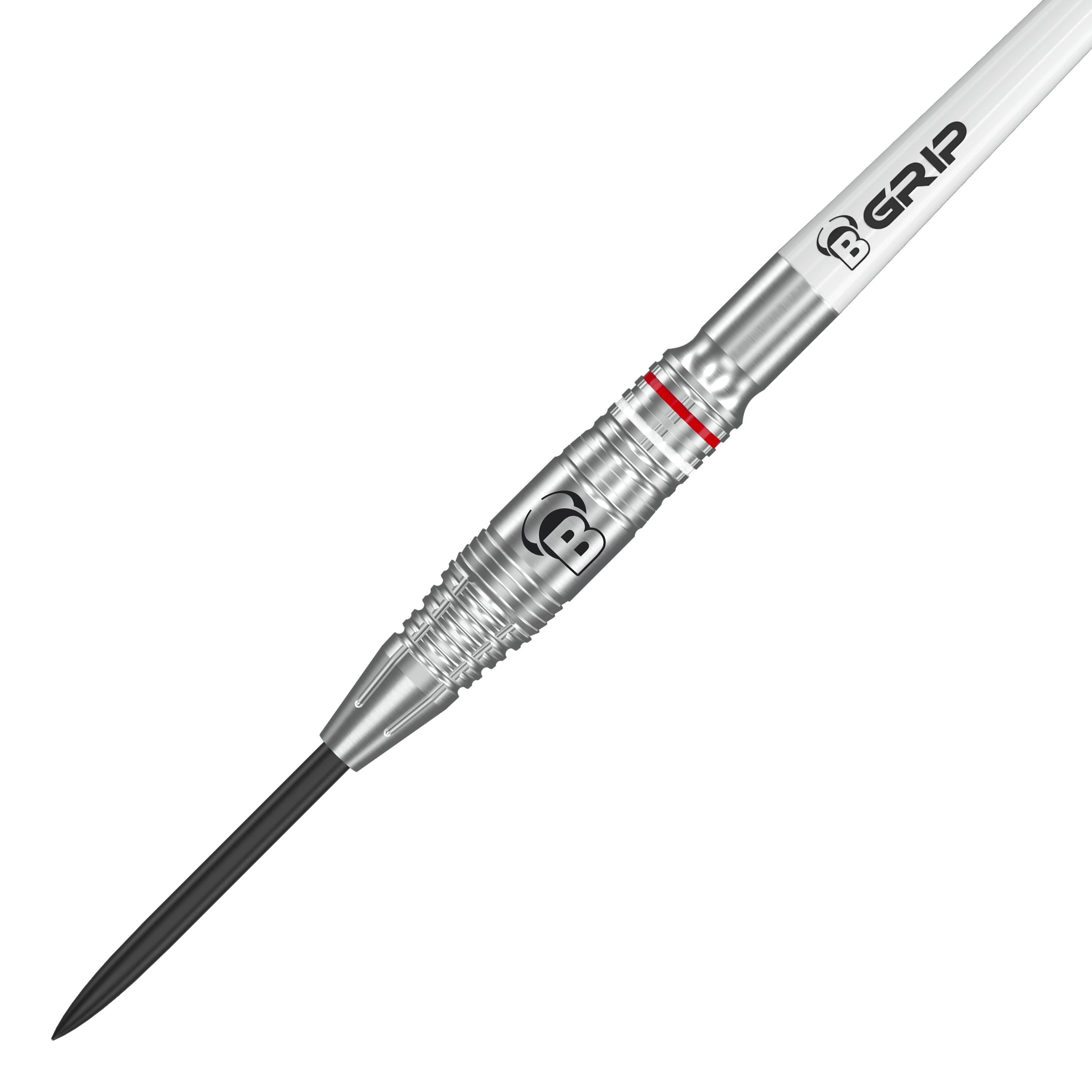 Freccette in acciaio Bulls Niko Springer Das Bild zeigt einen Bulls Niko Springer Steeldart. Der Dart ist silberfarben mit einem gezackten Griff und einem schwarzen Spitzenteil.