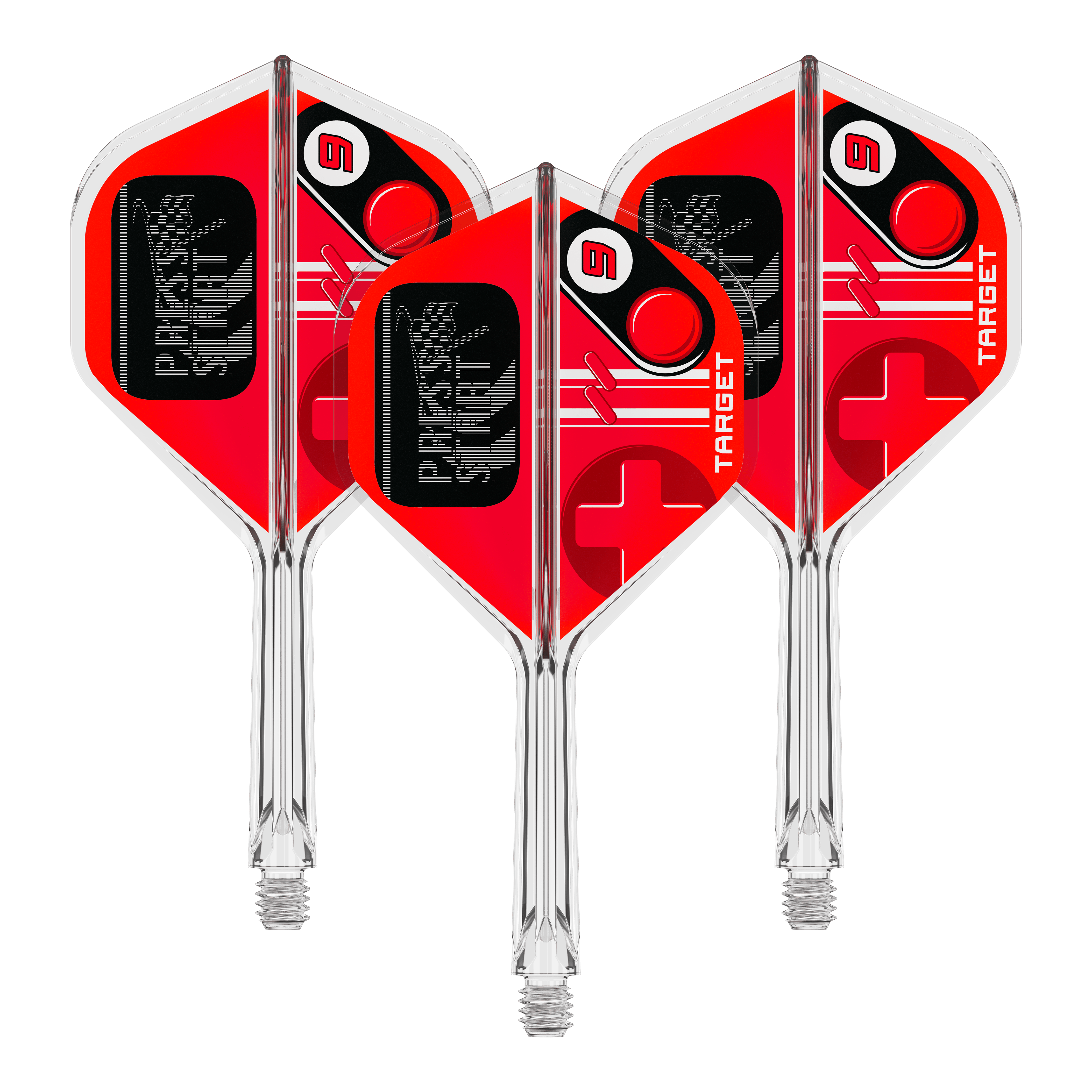 Voli standard Target K-Flex Press Start n. 2 Foto von 410586_Target_K-Flex_PressStart_No2_Standard_Flights_26mm_1Set. Es handelt sich wahrscheinlich um ein Set von Dart Flights.