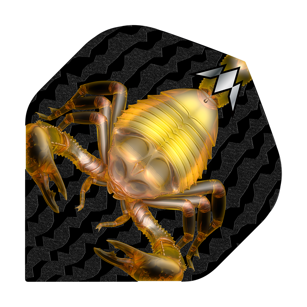 Missione Solo Scorpion No2 Voli Standard Das Bild zeigt das Produkt "Mission Solo Scorpion No2 Standard Flights" mit einer goldenen Skorpion-Grafik. Der Hintergrund ist schwarz mit einem wellenförmigen Muster.
