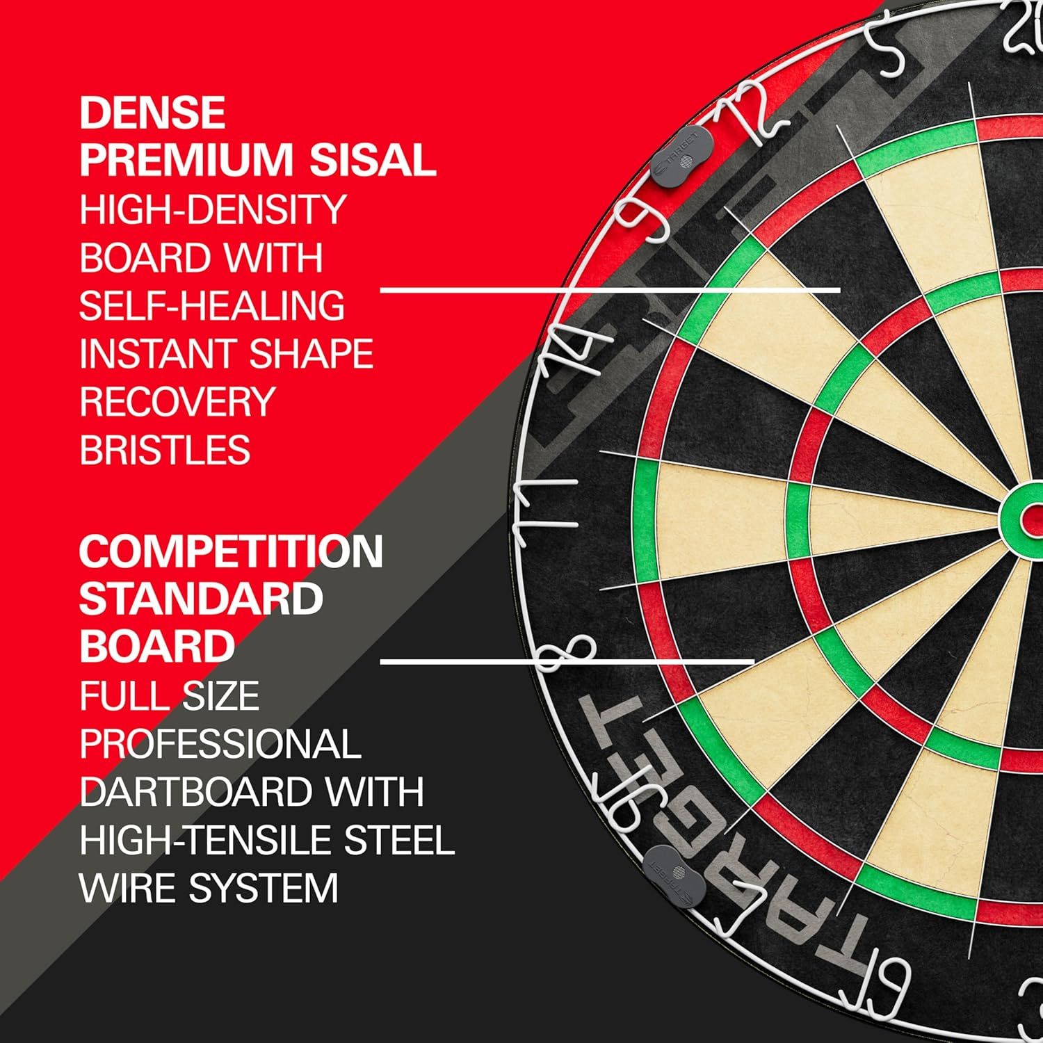 Set di bersagli per freccette in acciaio Target Rift Das Bild zeigt das Target Rift Steeldartboard Set. Das Set ist ideal für Dartspieler geeignet.