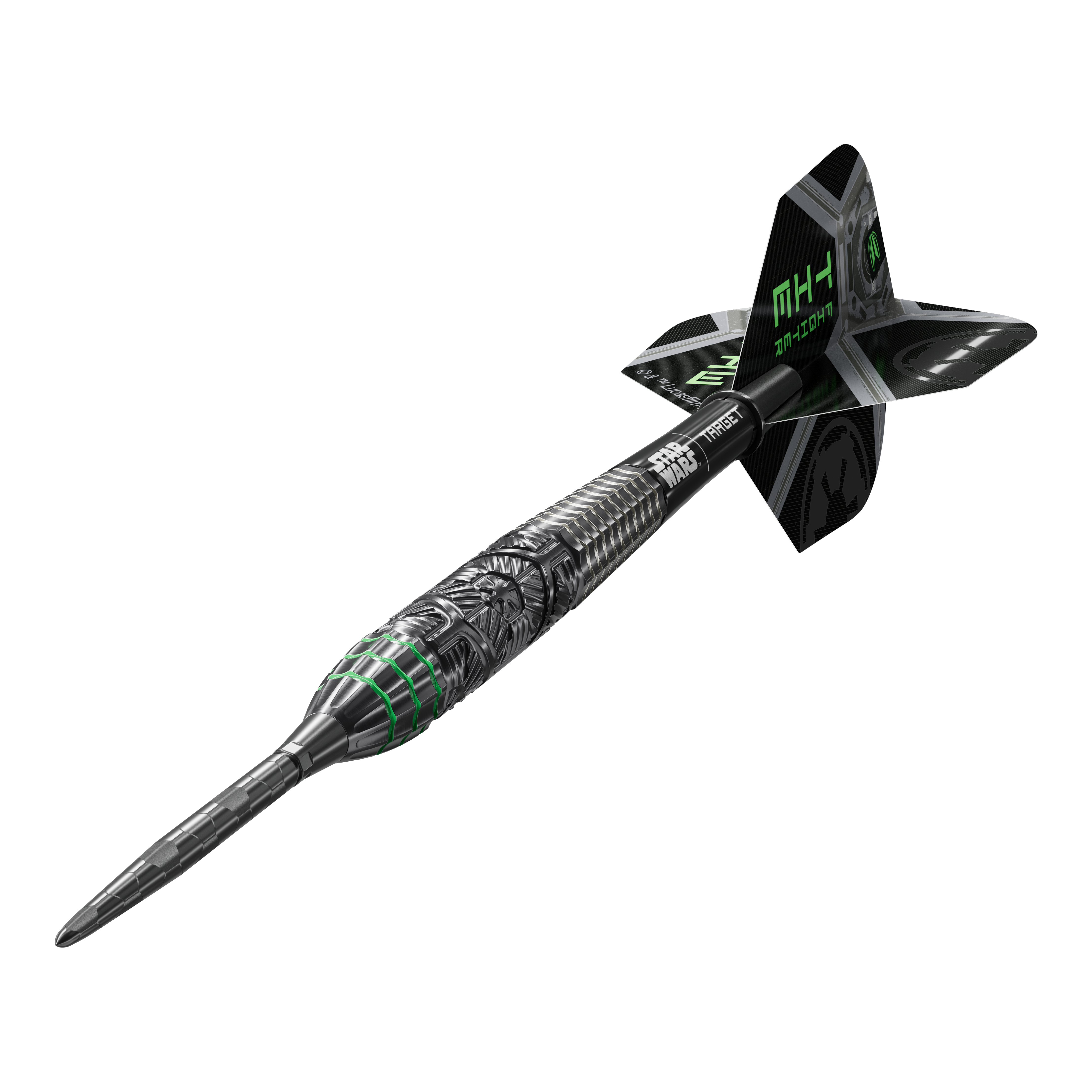 Freccette in acciaio con punta svizzera Target Star Wars Tie Fighter Abgebildet sind die Target Star Wars Tie Fighter Swiss Point Steeldarts. Das Produkt richtet sich an Fans von Star Wars und Darts.