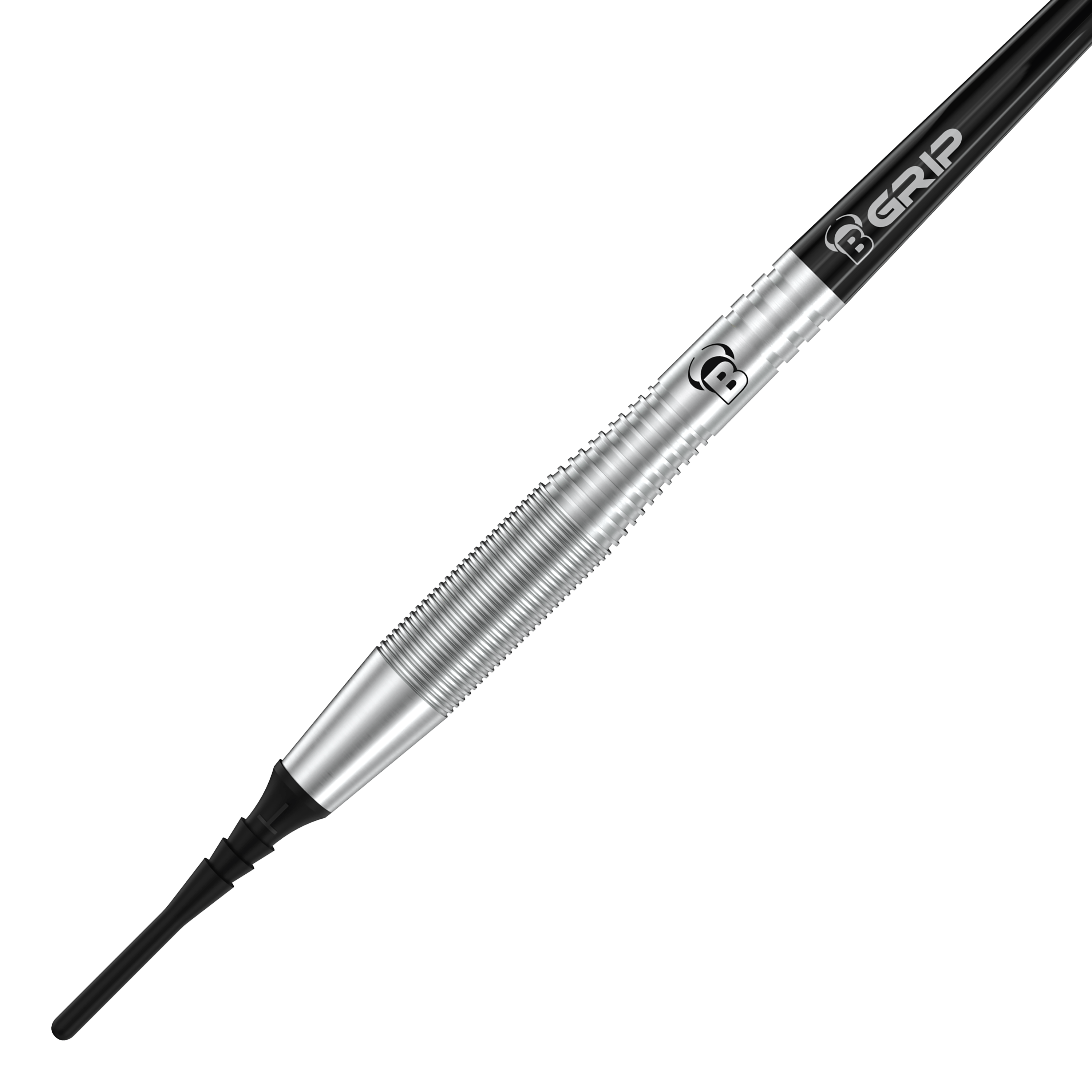 Freccette morbide Bulls Martin Schindler TW80 - 18 g Auf dem Bild ist ein Bulls Martin Schindler TW80 Softdart mit einem Gewicht von 18g zu sehen. Der Dart hat ein silbernes, geriffeltes Griffstück und eine schwarze Spitze.