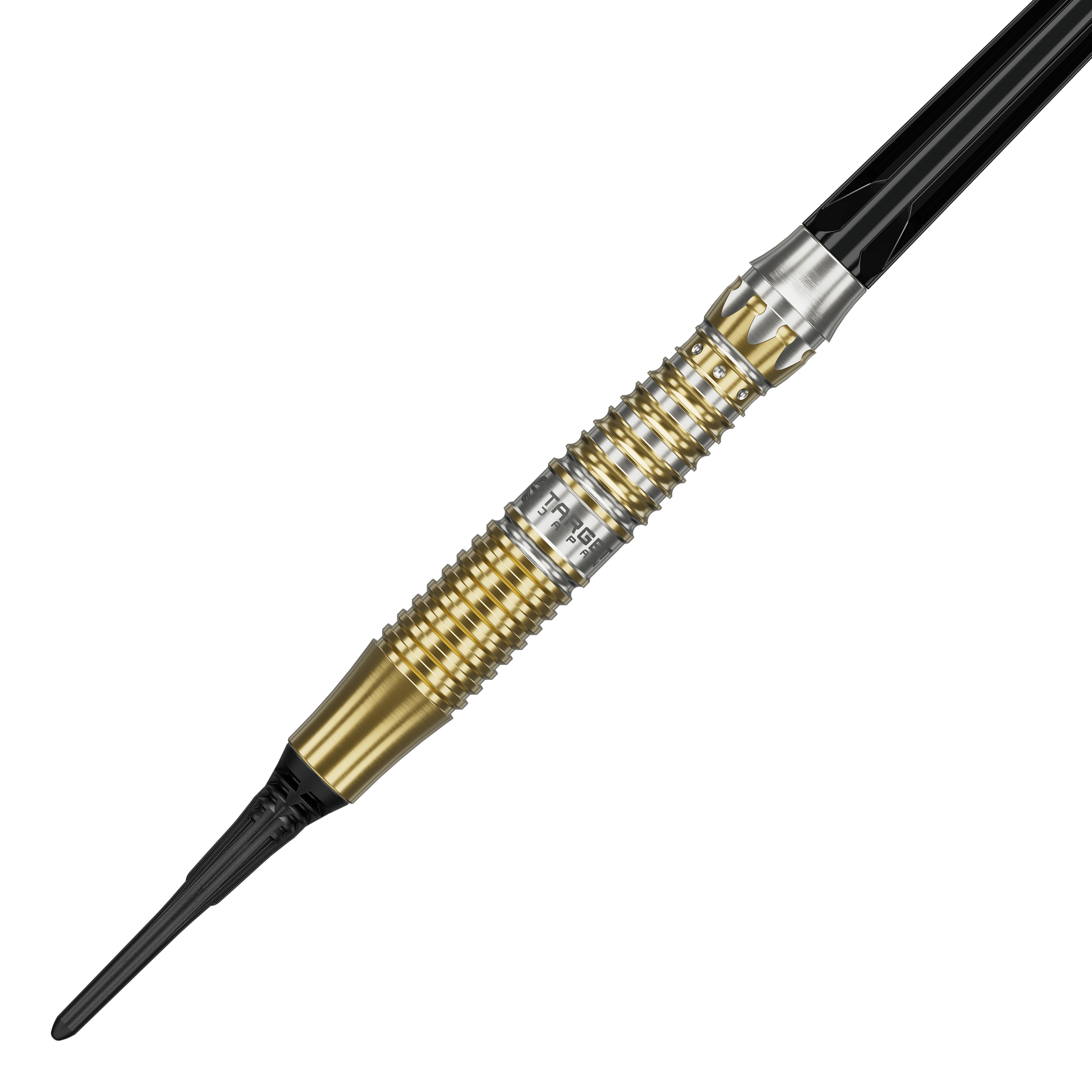 Abgebildet sind Target Black Marque Enzo Softdarts mit einem Gewicht von 18g. Diese Softdarts zeichnen sich durch ihr elegantes schwarzes Design aus.
