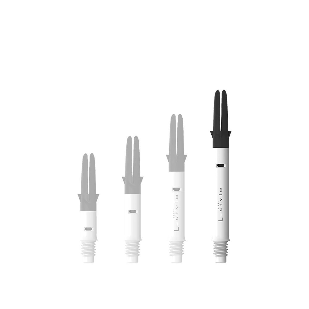 L-L-Style-Shaft Carbon Silent Straight - Bianco Das Bild zeigt den L-Style L-Shaft Carbon Silent Straight in Weiß, Modell 330. Der Artikel ist ein stabiler Schaft für Dartpfeile.