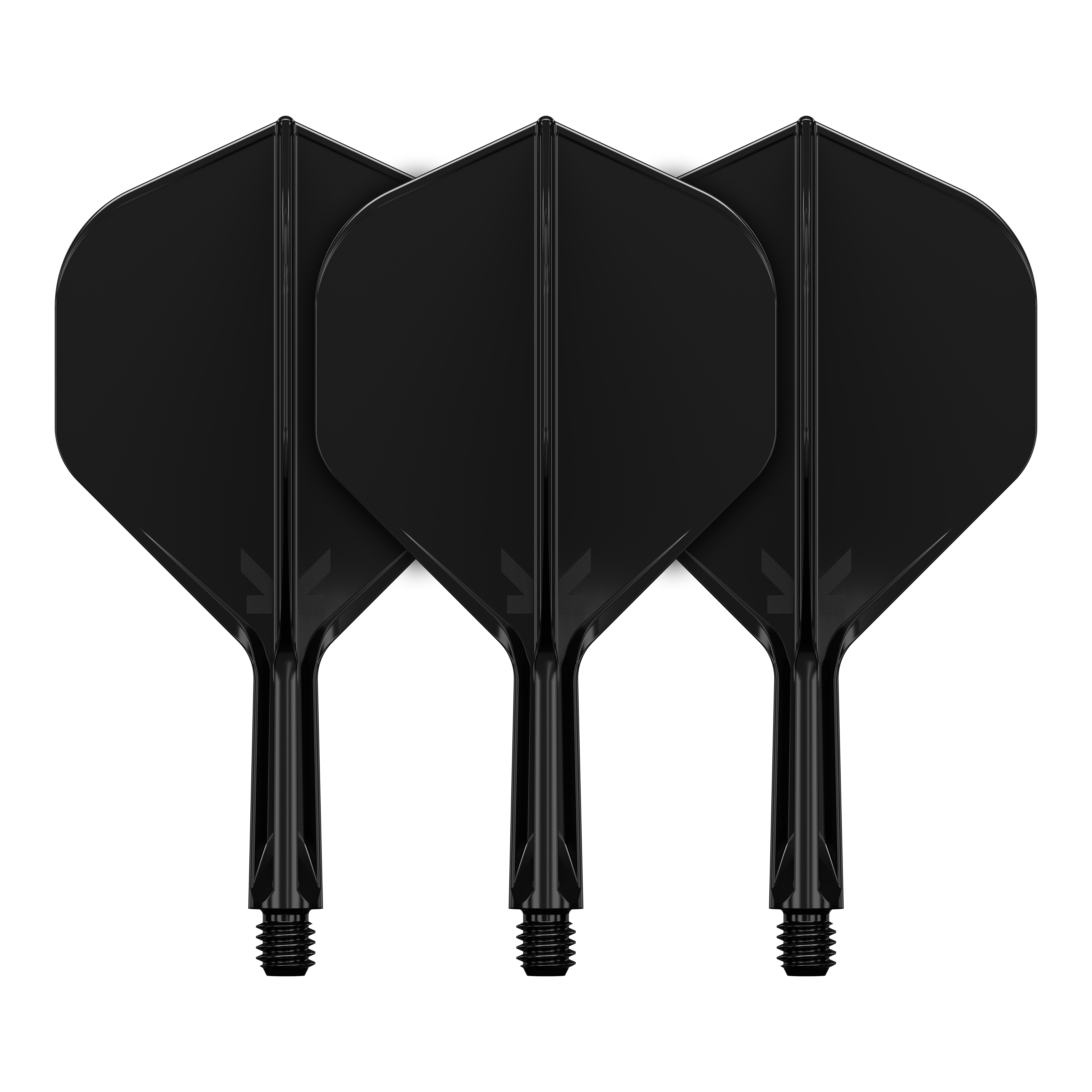 Target K-Flex No2 Standard Flight System - Nero Abgebildet ist ein Produkt mit dem Namen 410019_Target_K-Flex_No2_Standard_Flights_Schwarz_19mm_2. Es handelt sich wahrscheinlich um schwarze Standard-Flights für Darts.