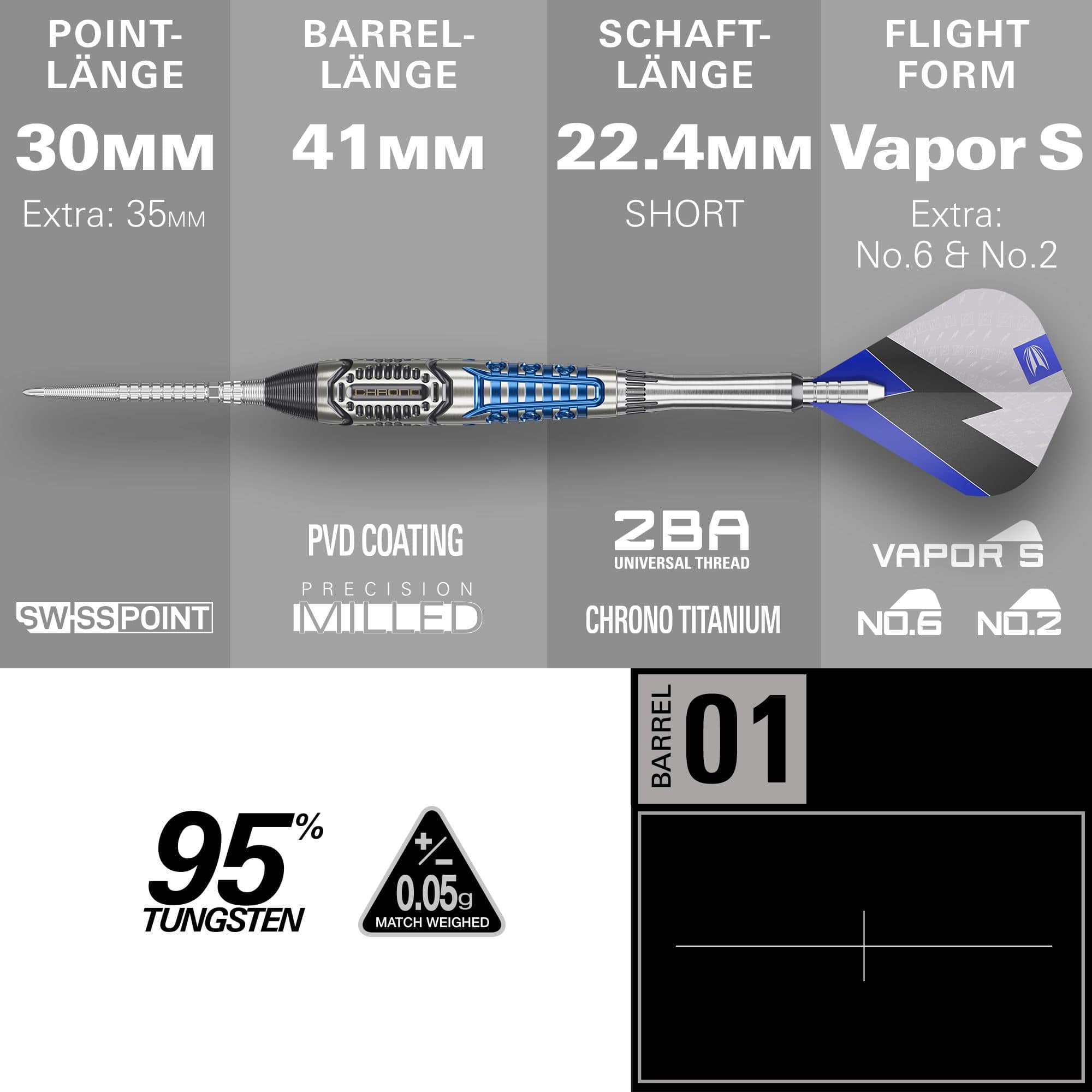 Freccette in acciaio Target Phil Taylor Power X Chrono Swiss Points