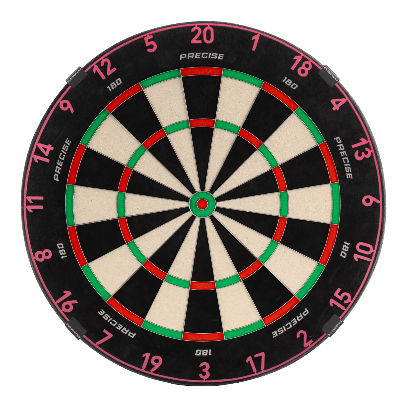 Bersaglio per freccette in acciaio Precise 180 Endorphine con anello numerato - Cyber Pink Das Precise 180 Endorphine Steeldartboard mit Nummernring in Cyber Pink ist auf dem Bild dargestellt. Es eignet sich perfekt für anspruchsvolle Dartspieler.
