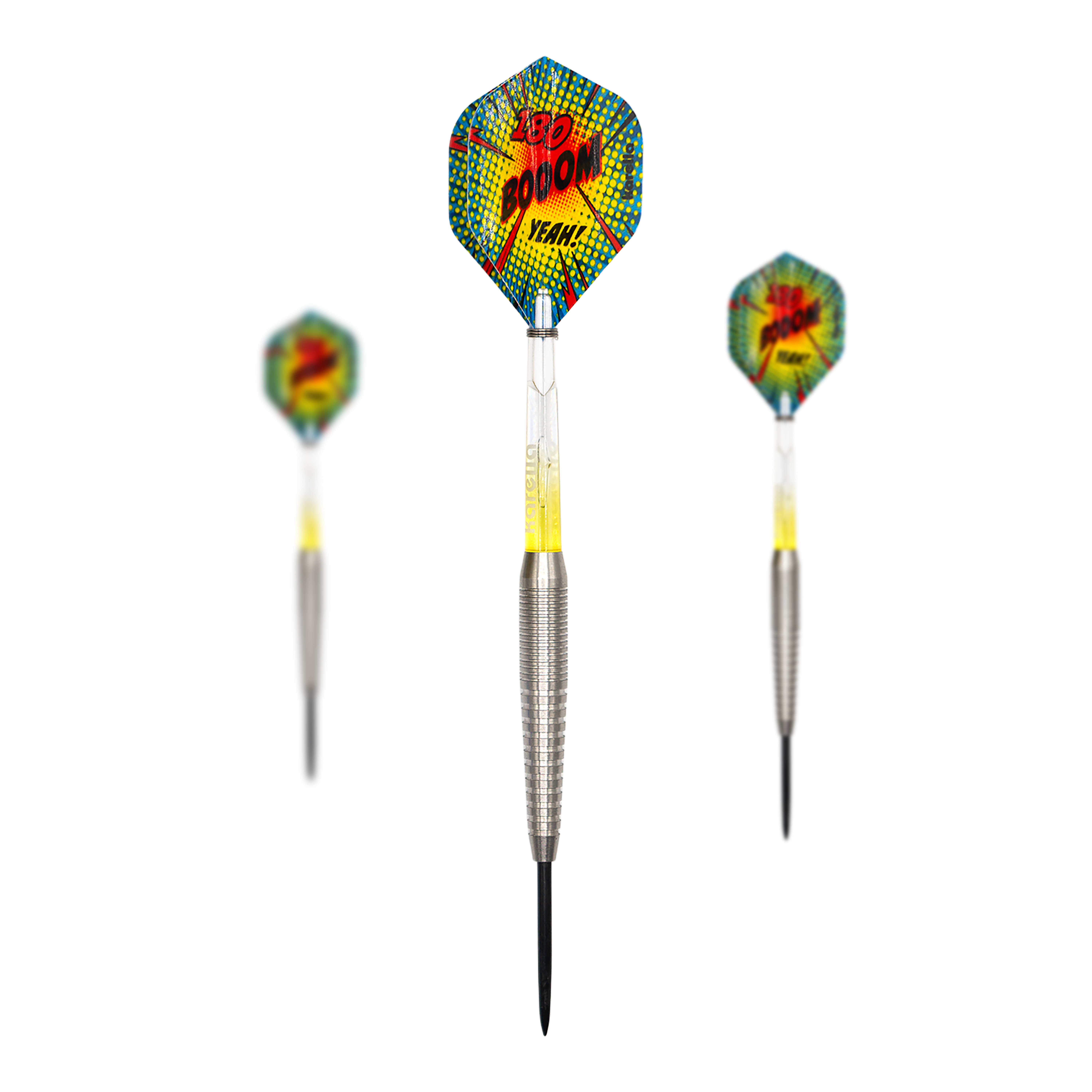 Freccette in acciaio Karella Comic Line CL-5 - 21 g Abgebildet wird das Set Karella Comic Line CL-5 Steeldarts - 21g. Das Set beinhaltet mehrere Steeldarts mit Comic-Motiv.
