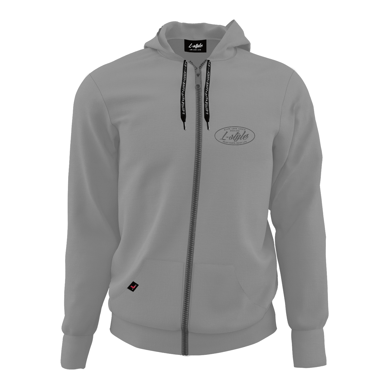 Felpa con cappuccio L-Style - Grigio Der Hoodie „L-Style Hoodie - Grau“ ist grau, hat eine Kapuze und einen durchgehenden Reißverschluss. Auf der linken Brust befindet sich ein dezentes L-Style Logo.