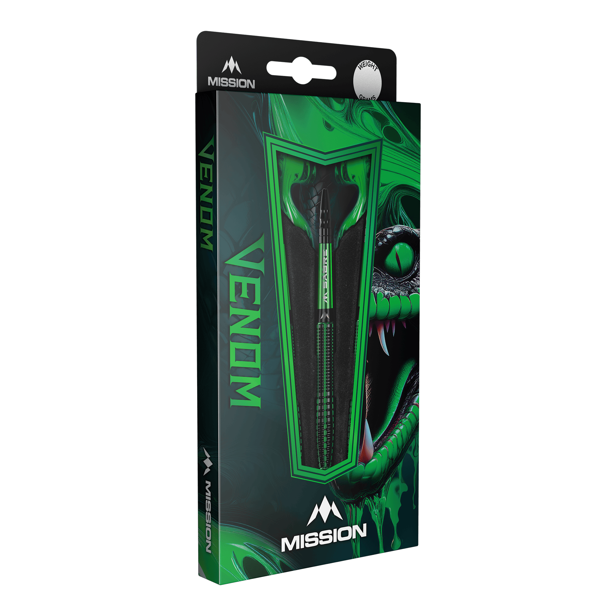 Freccette in acciaio Mission Venom Mehrere Mission Venom Steeldarts liegen nebeneinander. Die Oberfläche ist fein strukturiert.