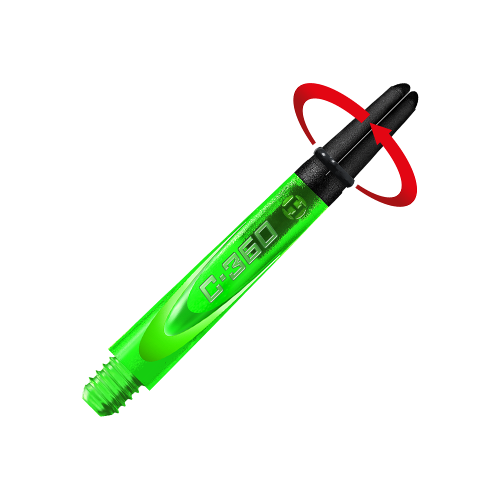 HR453_Harrows_Carbon_360_Shafts_Gr-n_42mm_2_Symbol Das Bild zeigt einen Carbon-Dart-Schaft von Harrows mit strukturierter Griffzone.