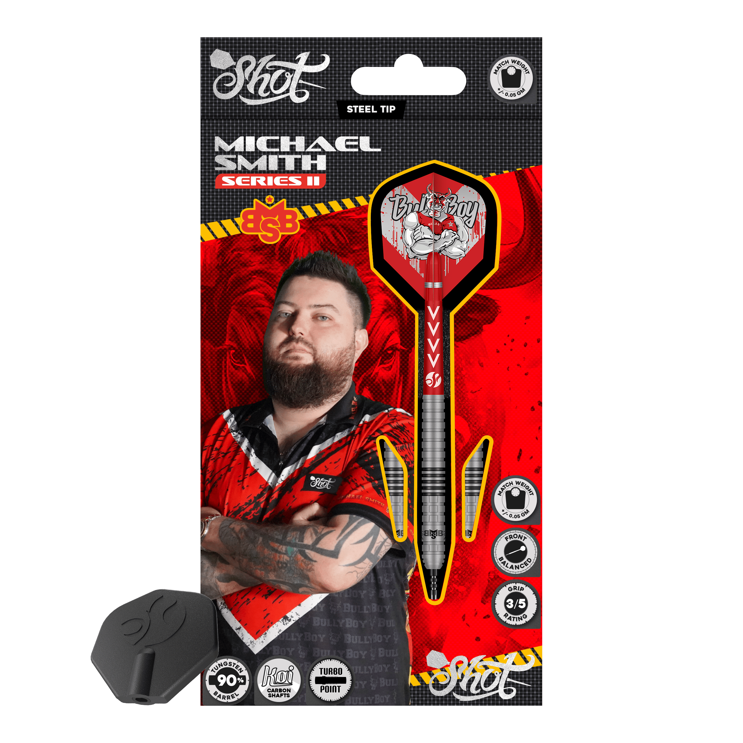 Freccette in acciaio Shot Michael Smith Serie 2 Turbo Point Abgebildet sind die Shot Michael Smith Series 2 Turbo Point Steeldarts. Sie sind speziell für Präzision und Kontrolle beim Dartspielen entwickelt.