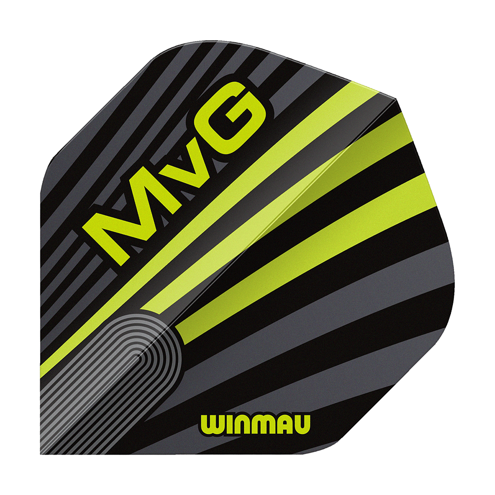 Voli standard Winmau Prism Delta MvG Gray Green No2 Das Bild zeigt Winmau Prism Delta MvG Grey Green No2 Standard Flights. Dart-Flights in grauer und grüner Farbe sind abgebildet.