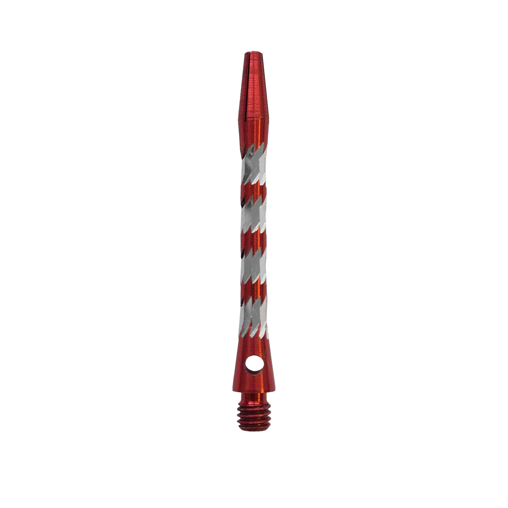 Aste in alluminio Bulls NL Minor - Rosse - 46 mm Bulls NL Minor Aluminium Shafts in Rot, 46 mm lang. Das Bild zeigt einen roten Aluminiumschaft für Dartpfeile.