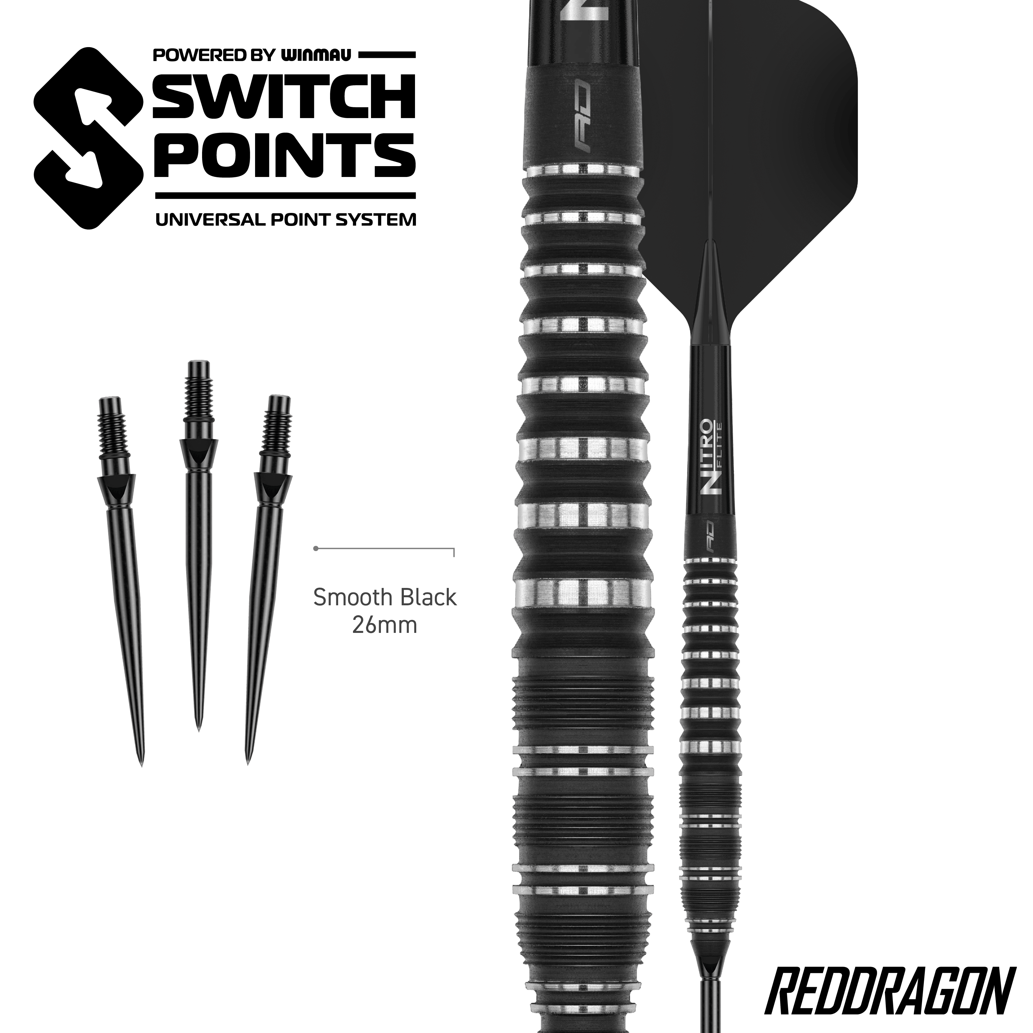 Dardi in acciaio a punta di interruttore del siluro di zibellino del drago rosso Zu sehen sind Red Dragon Sable Torpedo Switch Point Steeldarts. Diese Darts bieten gute Griffigkeit und Stabilität beim Wurf.