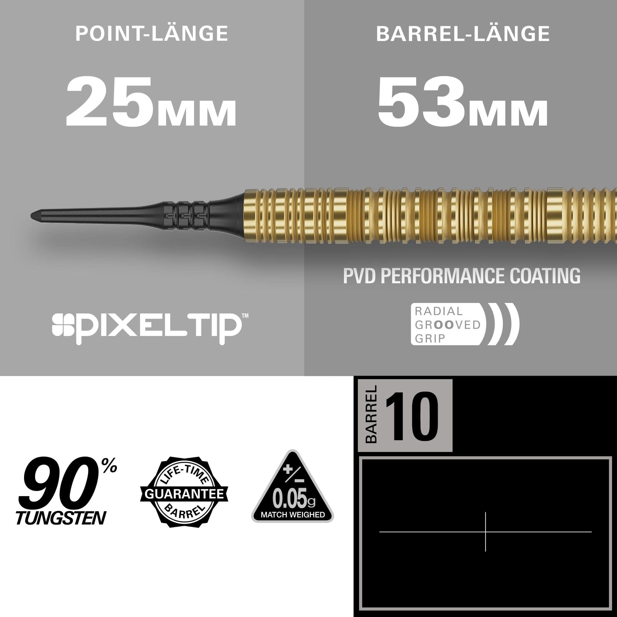Freccette morbide Target Bolide Envy 10 Zu erkennen sind die Target Bolide Envy 10 Softdarts. Das Produkt eignet sich für Softdart-Spiele.